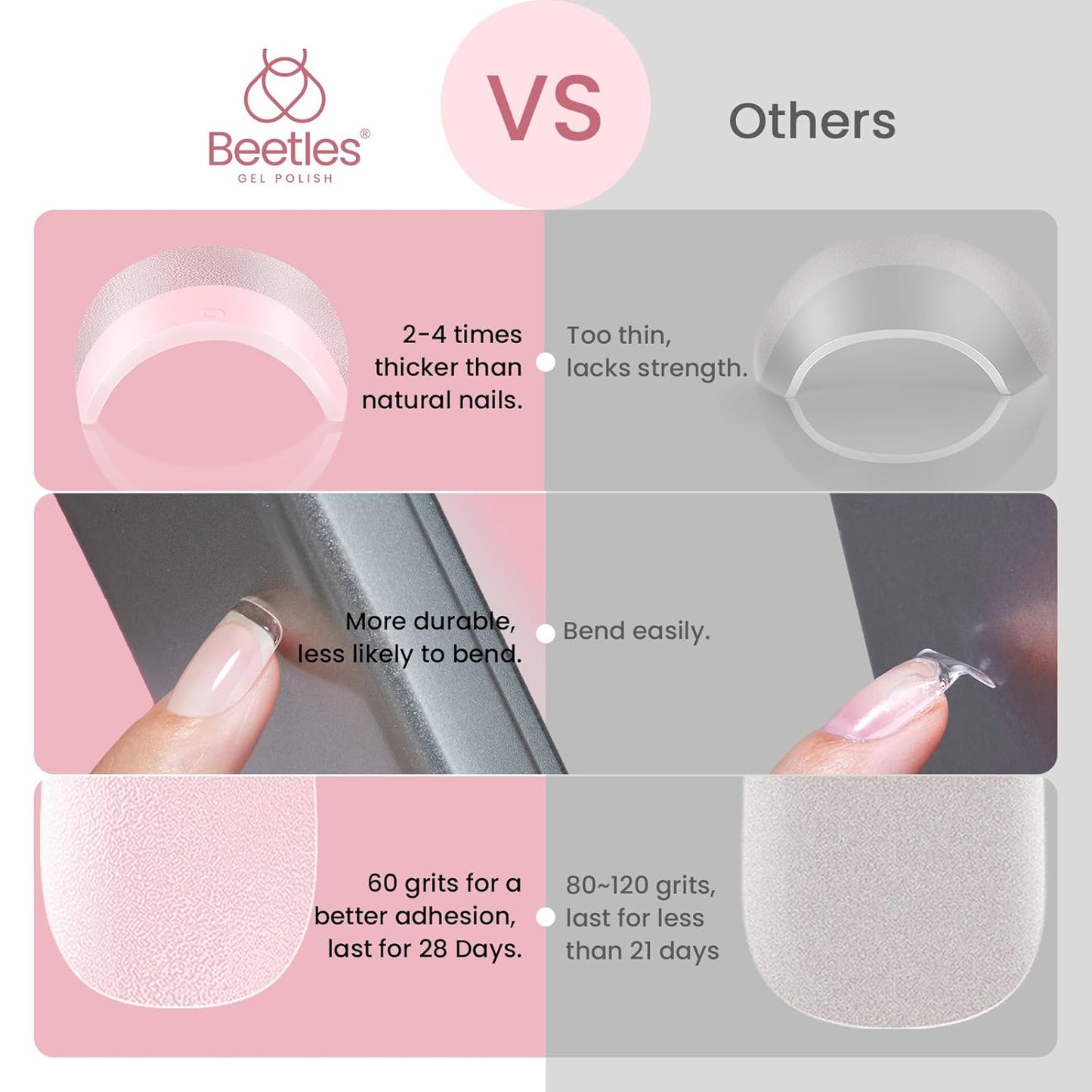 Beetles Gel Nail Tips 288Pcs Extra Short Square Etch-X Fake Nails Half Matte Press on Nail Tips Full Cover Nail Tips Gel Nail Polish Extensions Set Gifts for women