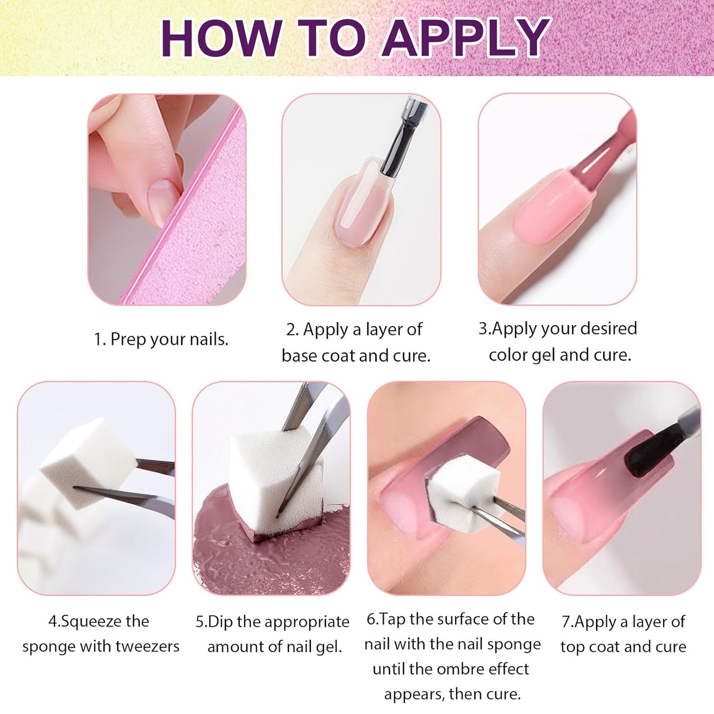 Gradient Painting Gel, 9 Bright Colors Ombre Gel Nail Polish Spring Summer Light Pink Blue for Pigment Pat Nails Aura Nails, French Manicure DIY Nail Art Long Lasting Palette Fairy Spring