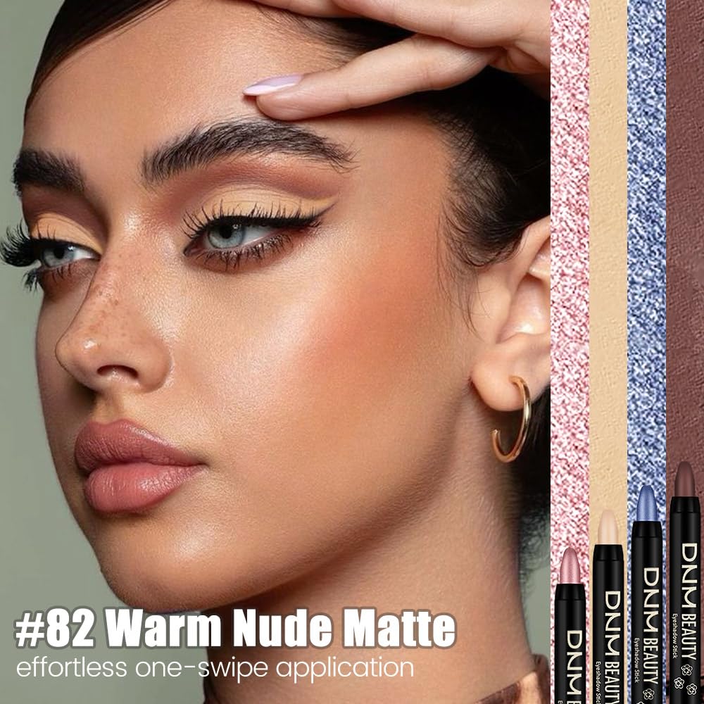 Kaely Cream Eye Shadow Sticks, Warm Nude Matte Eyeliner Pencil Eyeshadow Palette Makeup, Eye Highlighter Brightener Stick for Older Women Waterproof Pigmented, sombras para ojos, New-82