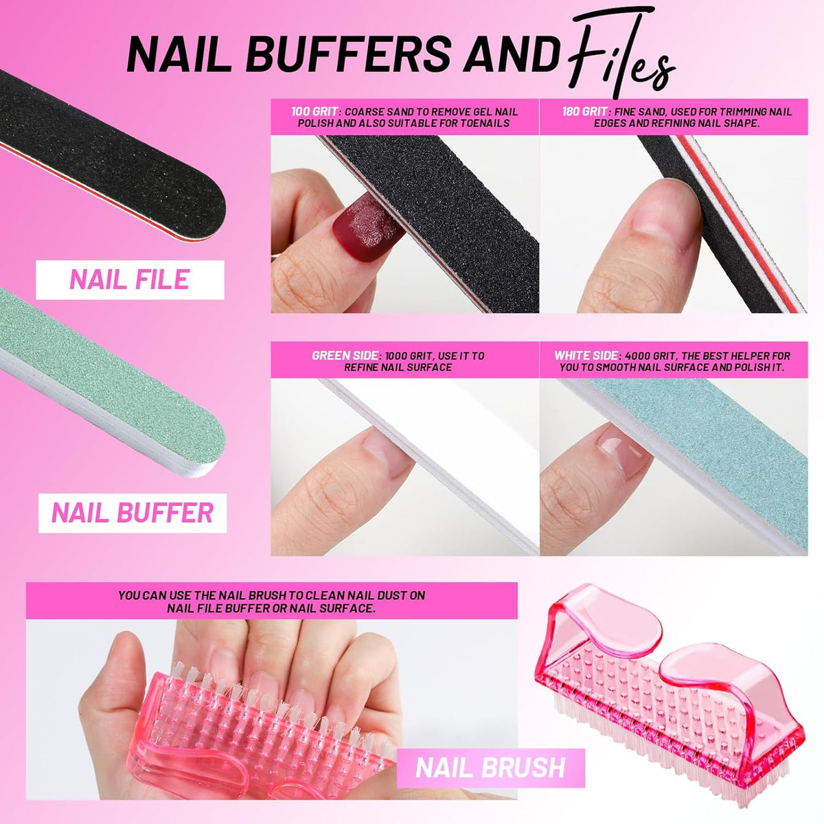FANDAMEI Nail Buffers and Files, Nail Care Kit, Nail Cuticle Tools Set, Manicure Tools, Finger Nail File, Nail Buffer Block, Cuticle Nippers, Ingrown Toenail Tools