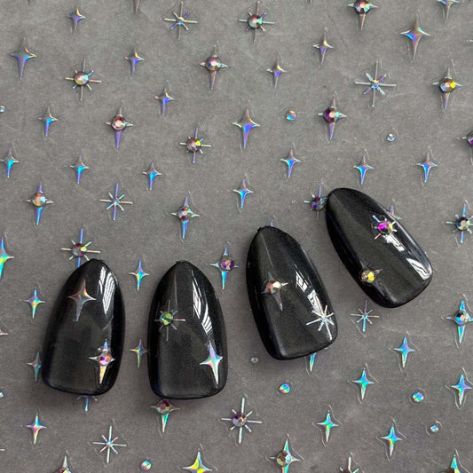 1Sheet Star Nail Stickers 5D Embossed Star Nails Decals for Nail Art Self Adhesive Aurora Stars Stickers with Glitter Shiny Nails Design Stars Nails Supplies for Women DIY Manicure