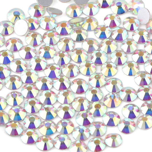 beadsland Flat Back Crystal Rhinestones Round Gems for Nail Art and Craft Glue Fix, CrystalAB (2.3-2.5mm) SS8/1440pcs