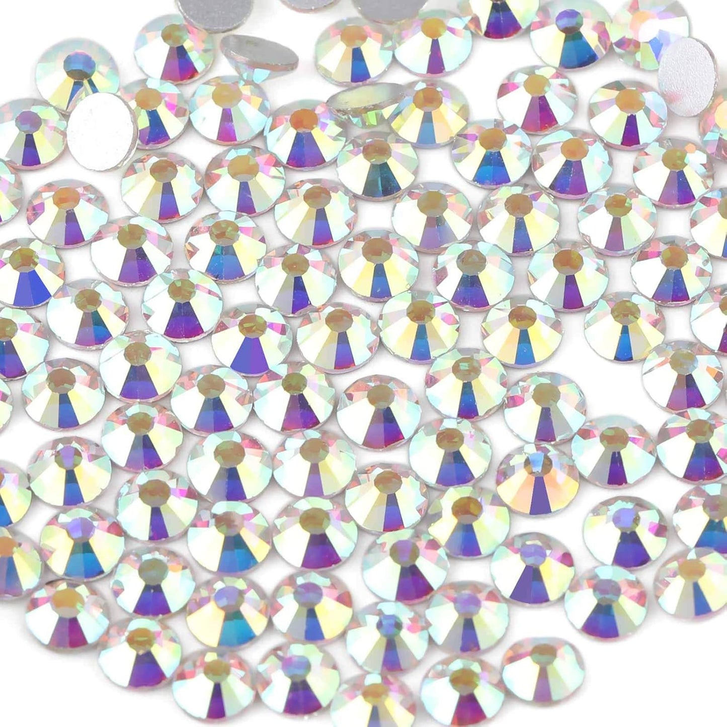 beadsland Flat Back Crystal Rhinestones Round Gems for Nail Art and Craft Glue Fix, CrystalAB (6.4-6.6mm) SS30/288pcs