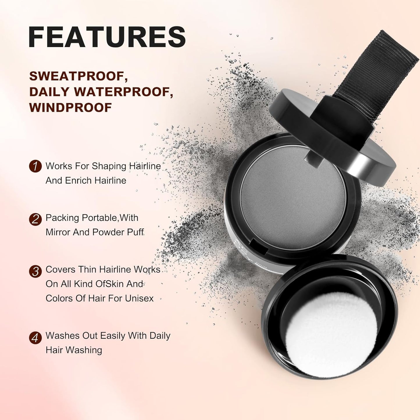 Root Touch Up Powder - Instant Gray Hair Coverage for Hairline, Eyebrows, Men's Beard, and Bald Spots