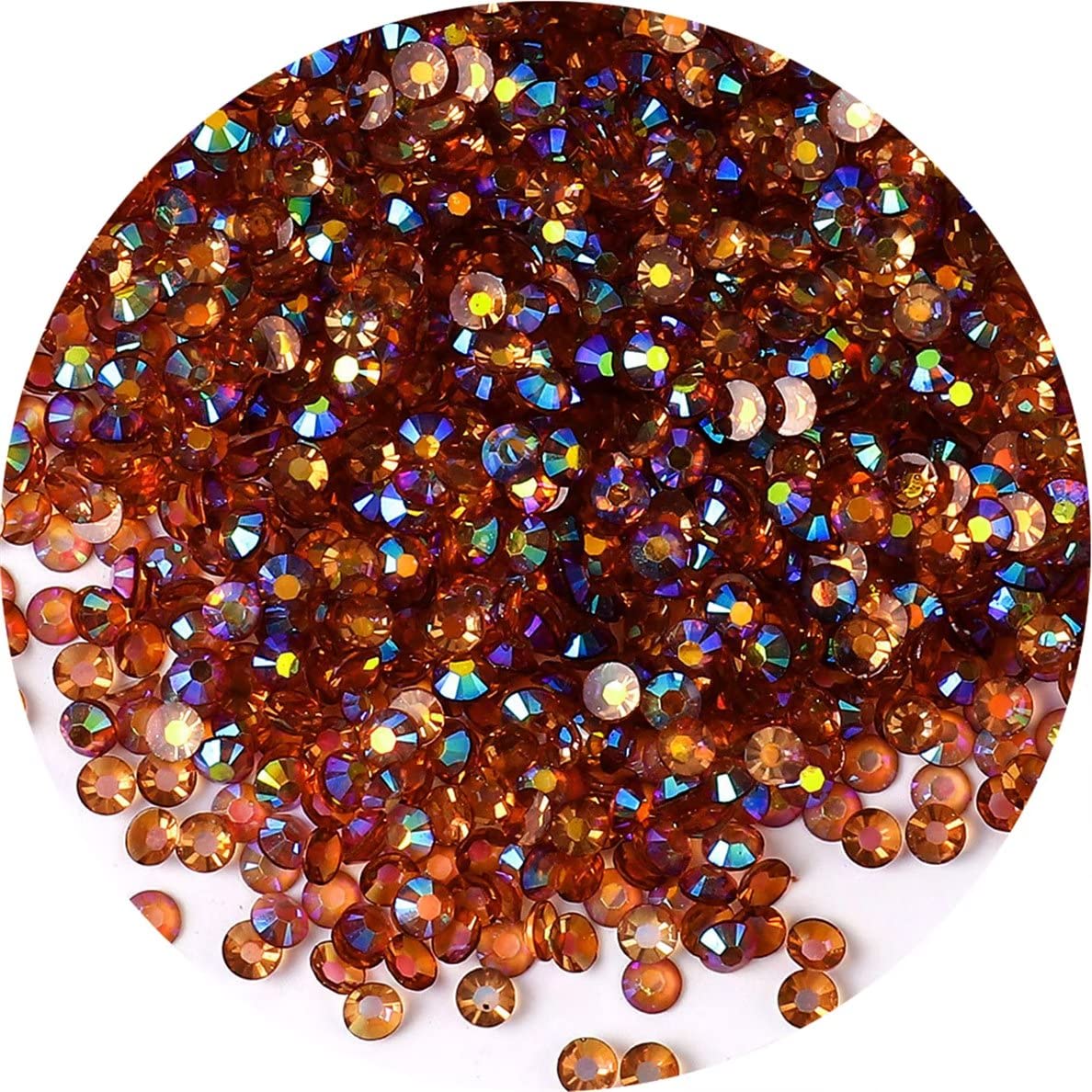 2250 Pcs SS16 4mm AB Flatback Rhinestones for Nails Art Crafts Transparent Glitter Round Gems Coffees DIY Clothes Shoes(Clear Yellow Coffee AB)