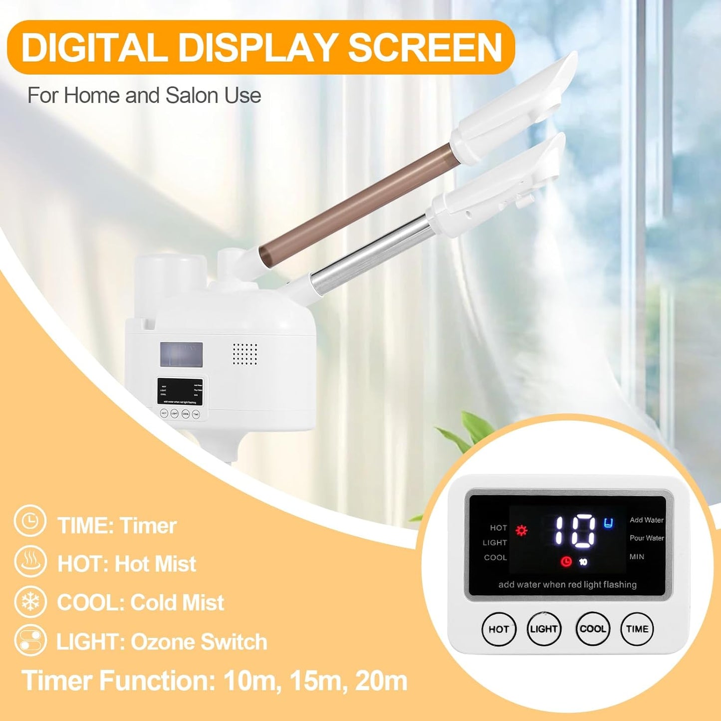 Professional Facial Steamer, 2 in 1 Esthetician Steamer with Hot & Cold Mist and Ozone for Facial Deep Cleaning and Hydration, Facial Steamer on Wheels, Ideal for Spas, Beauty Salons and Home Use