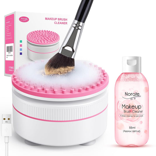 Norate Makeup Brush Cleaner, Stocking Stuffers for Women, Moms, Teen Girls, Electric Makeup Brush Cleaner Machine Solution, Removes Residue from Makeup Brushes with Deep-Clean Cruelty-Free Shampoo