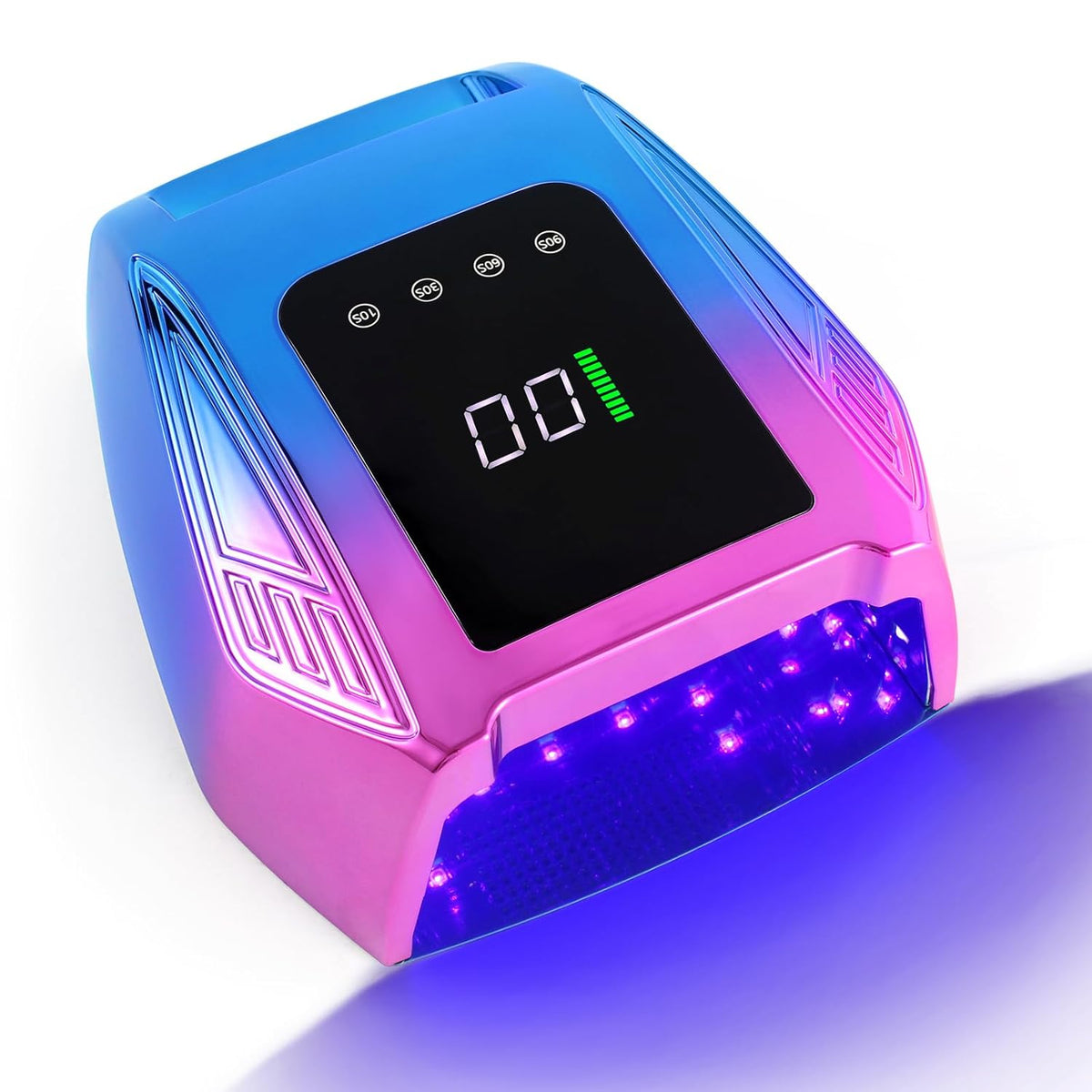Cordless UV LED Nail Lamp, 96W Rechargeable UV Nail Lamp for Gel Nails, UV Nail Light with 4 Timer Setting, Professional Quick Dry Nail UV Lamp with Display Auto Sensor