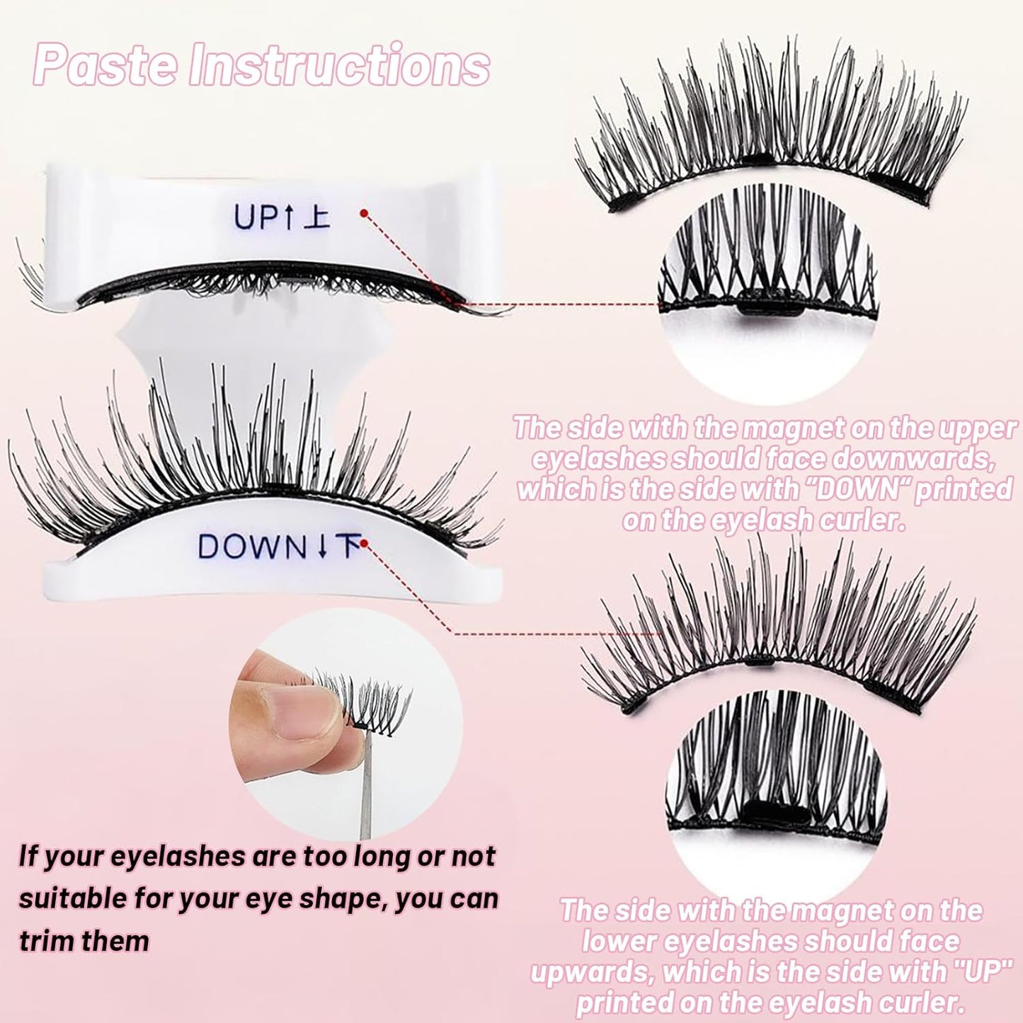 Lumentes Magnetic Eyelashes, Lumentes Magnetic Eyelashes with Applicator, Reusable No Glue Lashes, Natural Look Soft Comfortable Magnetic Lashes, Easy to Wear and Remove (Iris Black)