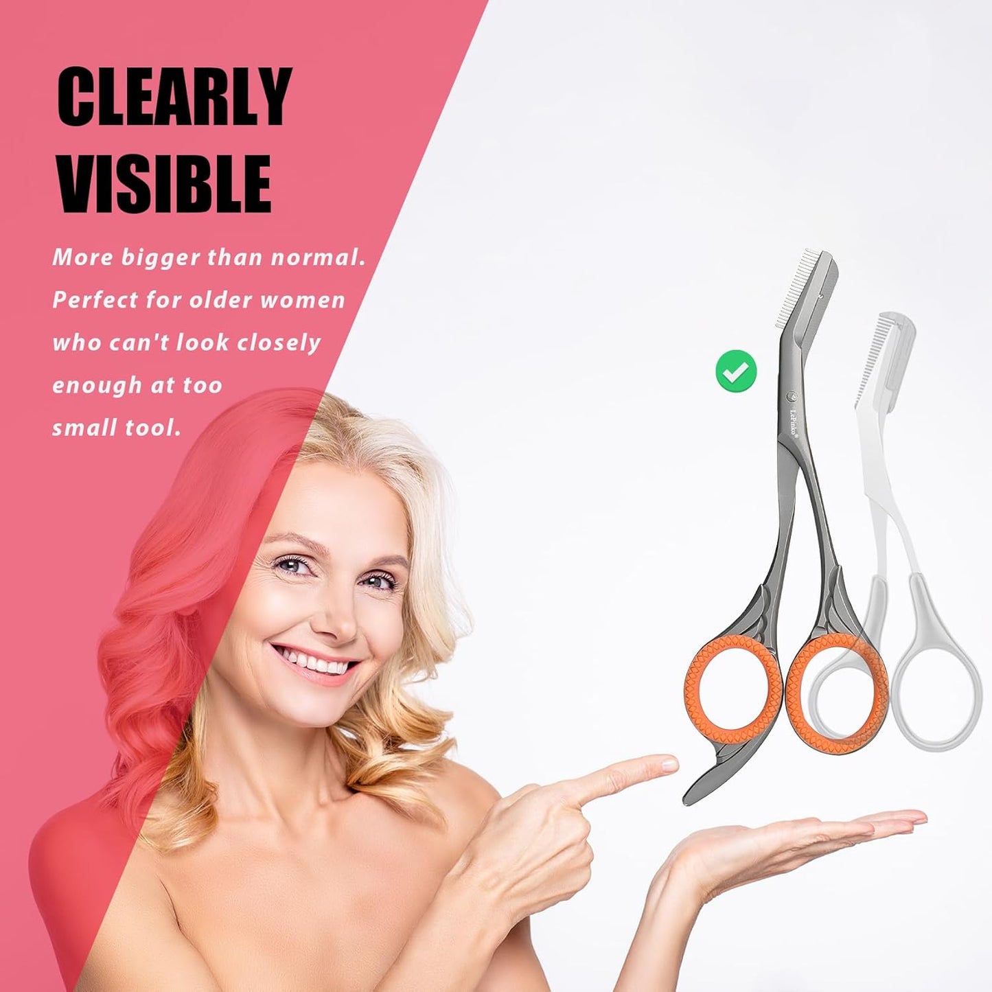 LePinko Eyebrow Trimming Scissors with Combs, Gifts For Men Women Stocking Stuffers, Black