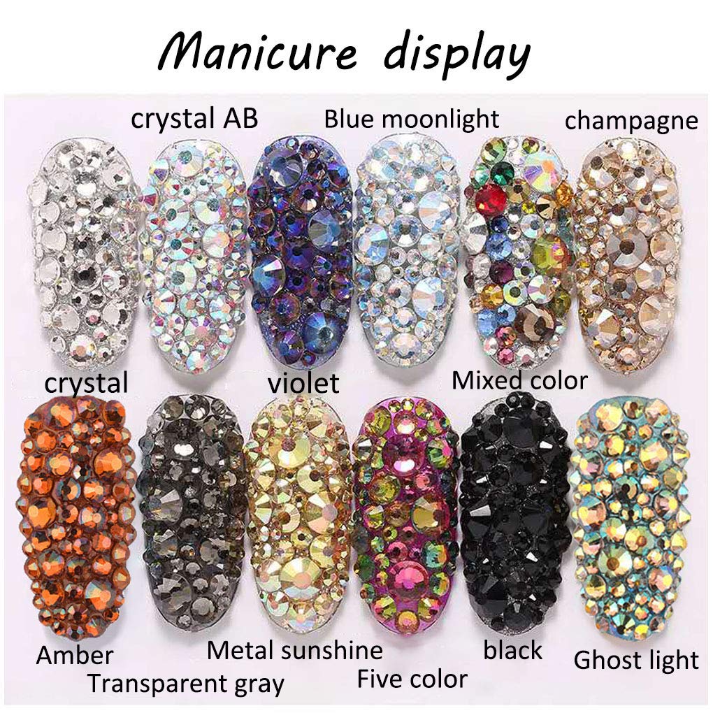 Rhinestones flat back gems round DIY decorative Nail Face and apparel accessories ss3-20 mix size(4320pcs amber)