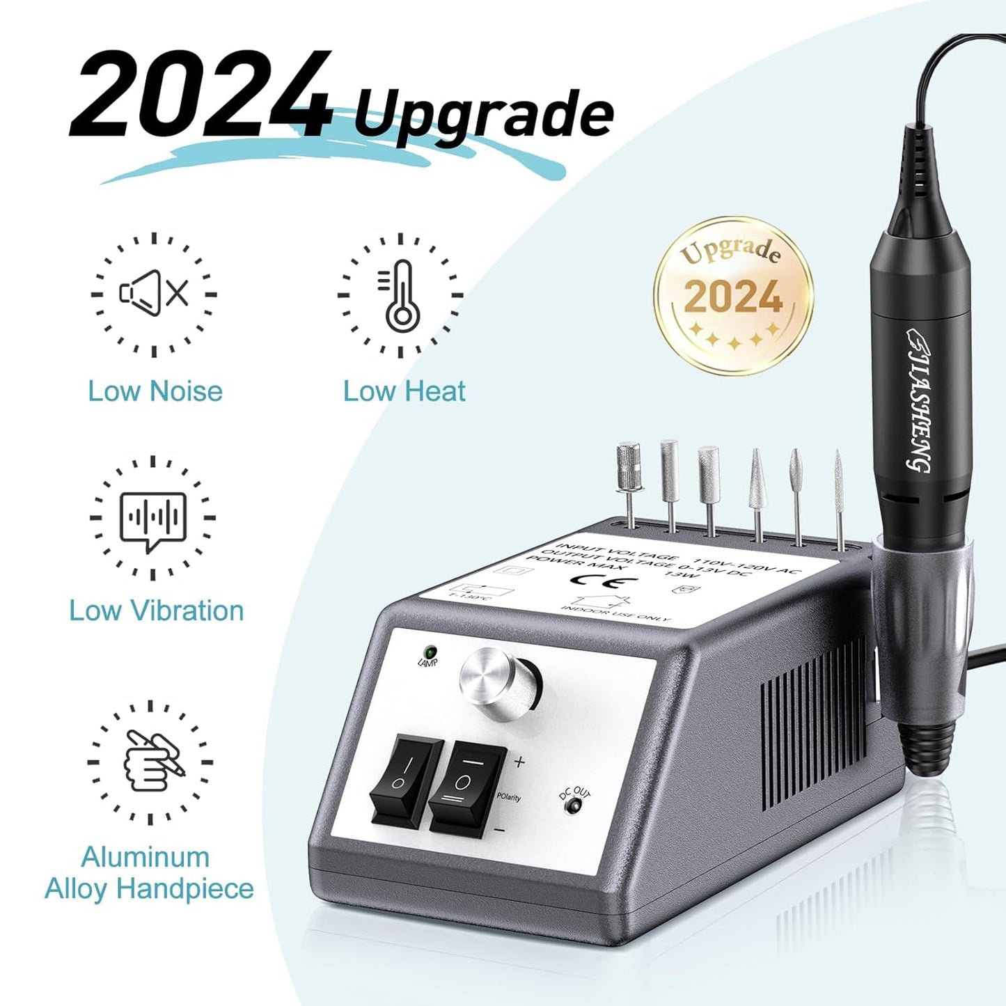 20000 RPM Nail Drill Machine Electric Nail File Professional Manicure Drill for Acrylic, Nail E File for Gel Nails Polishing Tools with 100 Sanding Bands and 6 Nail Drill Bits