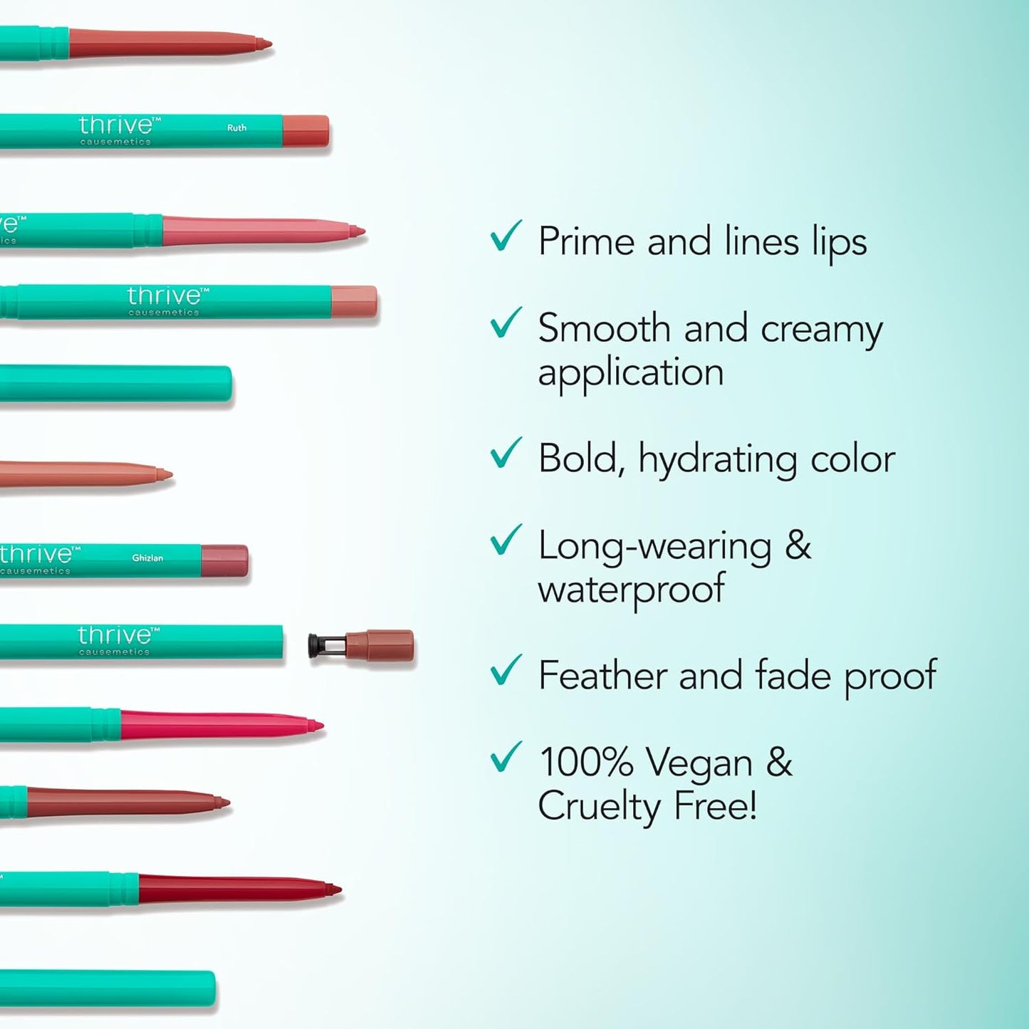 Thrive Causemetics Lip Filler Long-Wearing + Plumping Lip Liner, Shea Butter Hydrating Lip Plumper Retractable Lip Liner Pencil, Built In Sharpener, Vegan & Cruelty Free, Jillian (Apricot)