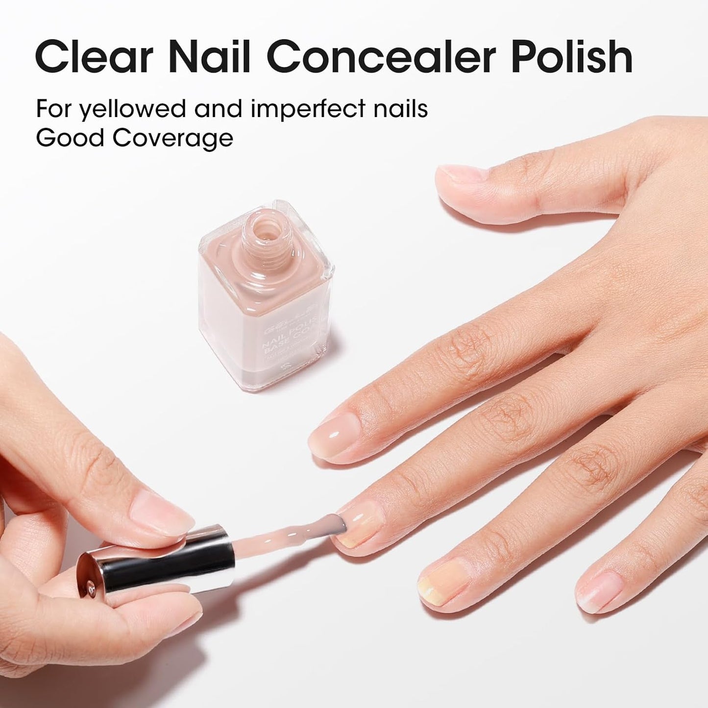 GELLEN 4-In-1 Nude Illuminating Nail Concealer Base Coat Polish Neutral Earth Tones, Sheer Nail Strengthener Ridge Filler for Nails, Smoothes Strengthens Nails, Quick Dry, Hema Free, Non-toxic, Vegan