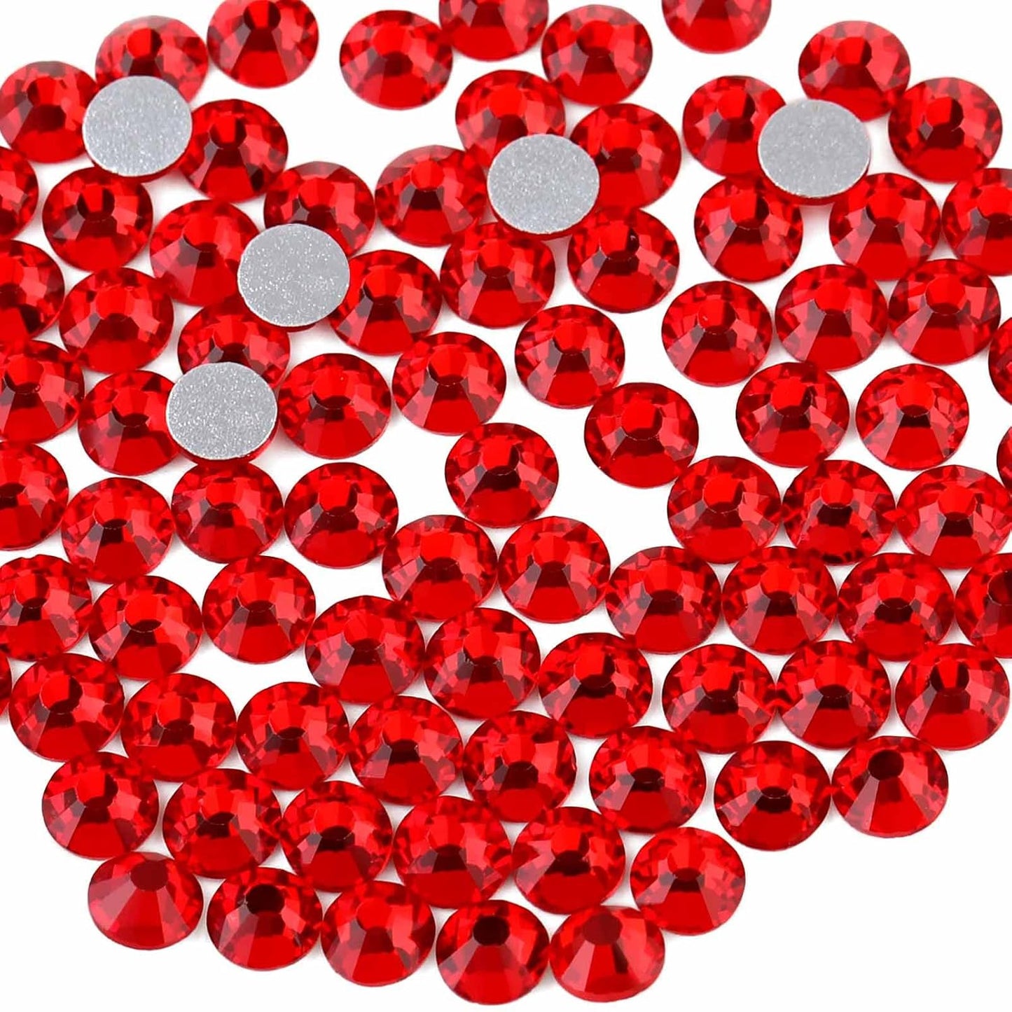 beadsland 144pcs Flat Back Crystal Rhinestones Round Gems for Nail Art and Craft Glue Fix, Light Siam, 10mm, SS50/144pcs