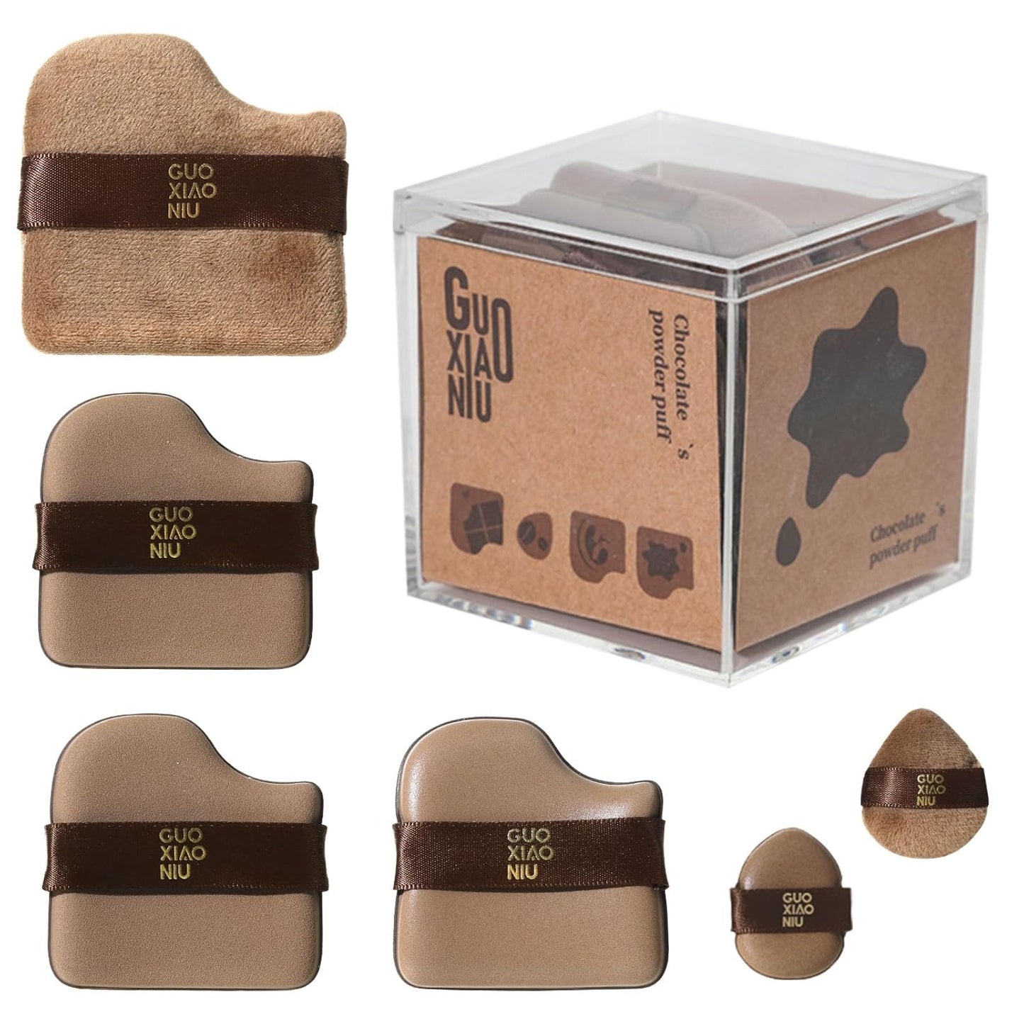 6Pcs Makeup Powder Puffs Set with Cases, Velour/Leather/Air Cushion Makeup Puff, Reusable & Washable, Ideal For Foundation, powder cream, Setting, concealer, Wet Dry Makeup tools (1Box)