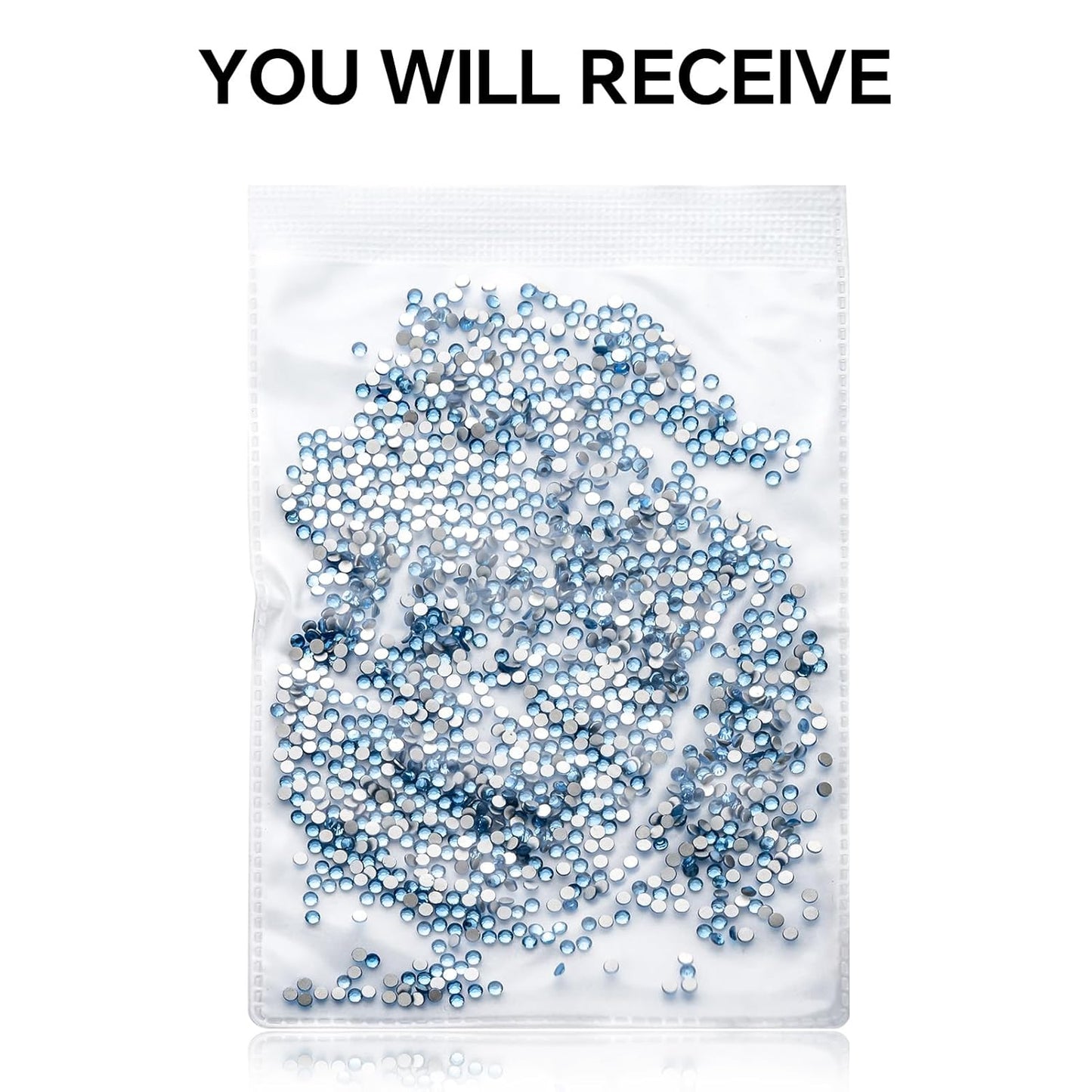 1440Pcs Light Blue Crystal Rhinestones,Glass Flatback Rhinestones Gemstones Small for Nail Face Makeup Art Crafts Clothes Decoration - (SS6,2.0mm,Light Blue)