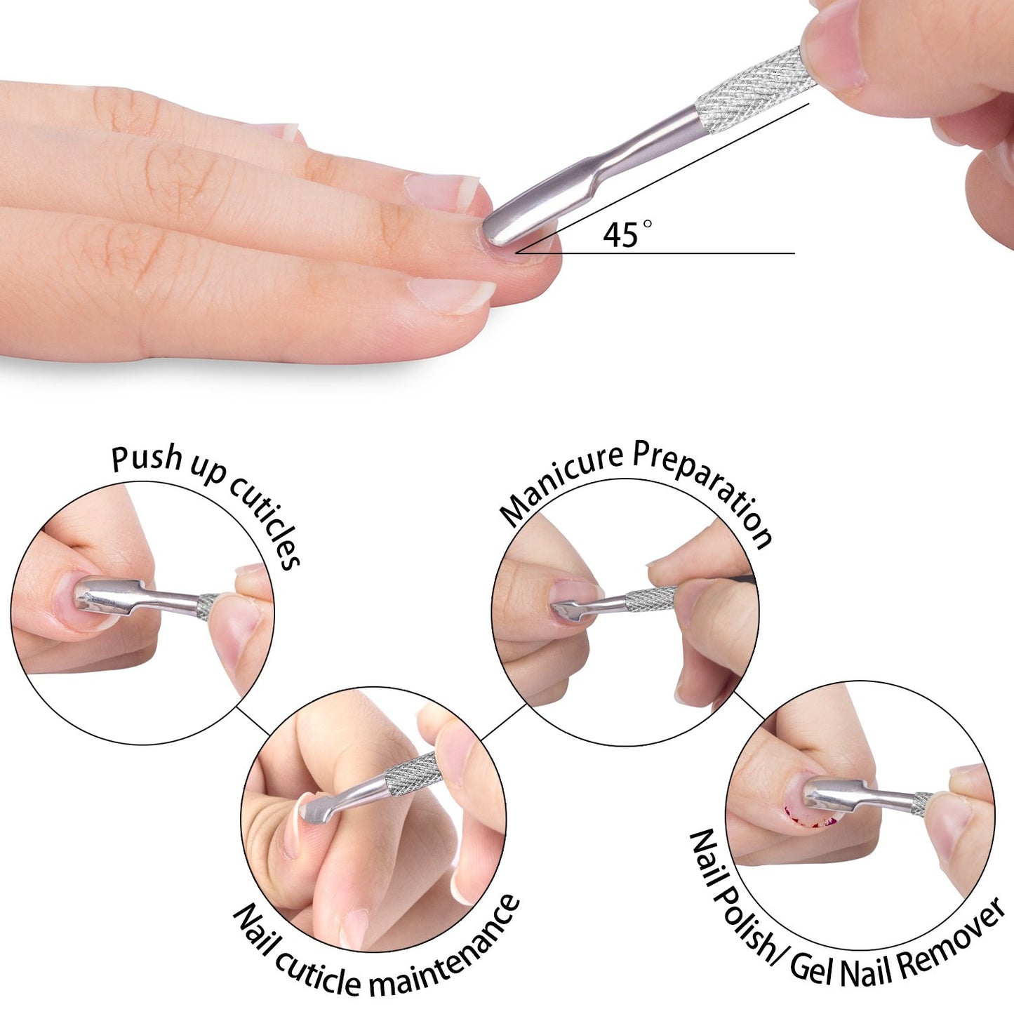 Ejiubas Cuticle Pusher Cuticle Nipper Stainless Steel Cuticle Trimmer Cuticle Remover Tool Set for Fingernails and Toenails Pedicure Manicure Tools Silver Christmas