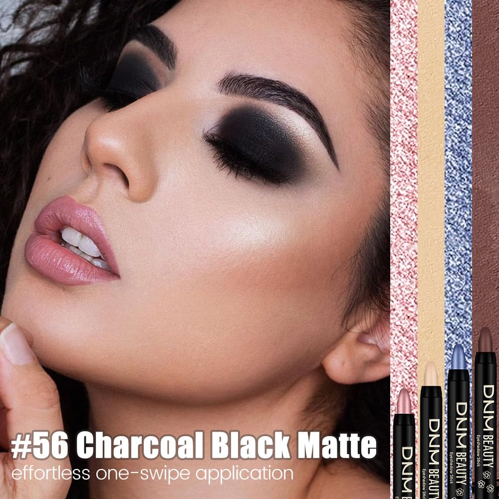 Kaely Cream Eye Shadow Sticks, Charcoal Black Matte Eyeliner Pencil Eyeshadow Palette Makeup, Eye Highlighter Brightener Stick for Older Women Waterproof Pigmented, sombras para ojos, New-56