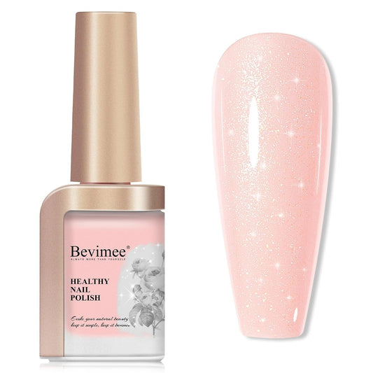 Nail Polish, Air Quick Dry, Light Pink Shimmer Nail Lacquer Non-Gel Nail Art Polish Fast Drying Nail Pigment Oil-based Holographic Fingernail Concealer Polish, 1PC 12ML Long Last