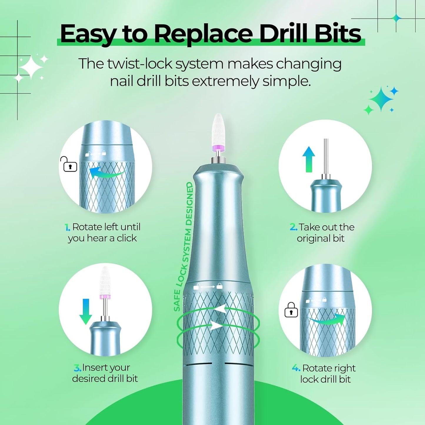 Electric Nail Drill Professional: Shiny 40000RPM Electric Nail File Kit E File Nail Drill Machine with LCD Display for Acrylic Gel, Manicure Pedicure Polishing Grinder for Salon Home, Diamond