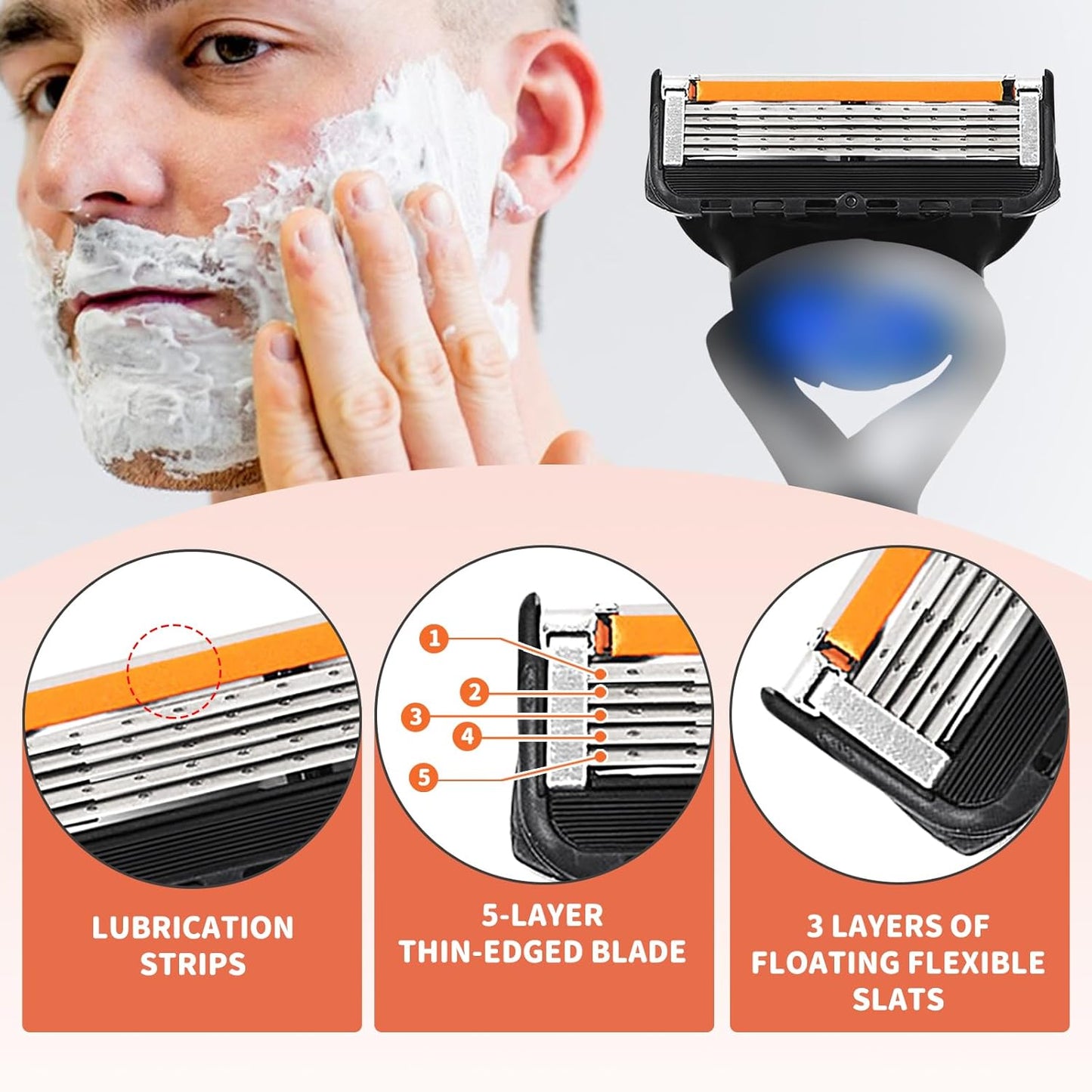 Men's 24-Count 5-Blade Razor Refill Cartridges - Compatible with ProGlide Flexball & Other Major Razor Systems - Premium Wet Shave Replacement Blades for Smooth, Precise Results - Bulk Value Pack