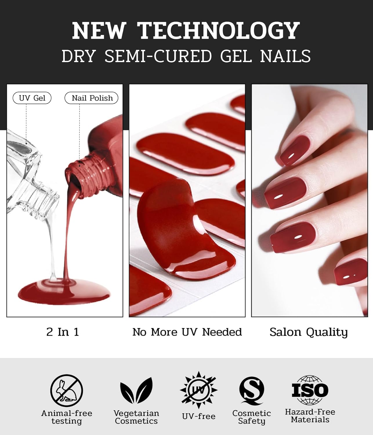 Nail Polish Strips - 22 Pcs Salon Quality Gel Nail Stickers - Long Lasting Wraps (Rococo Rose Pink)