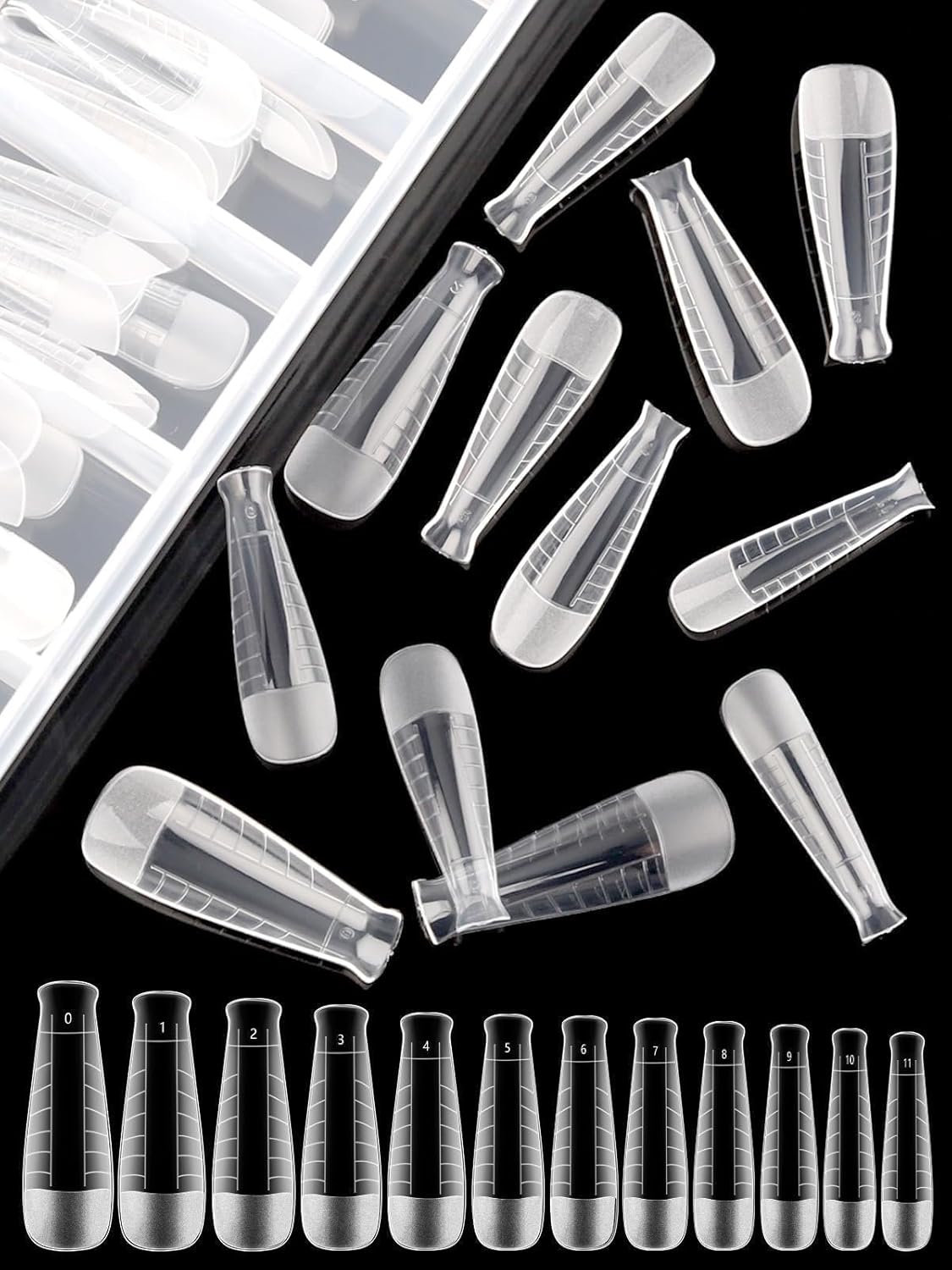 EBANKU Poly Gel Nail Forms, 120 PCS T-Shape Dual Nail Forms for Builder Gel Square Nail Extension Tips for Structure Nail Art Manicure Tools Salon at Home-12 Sizes