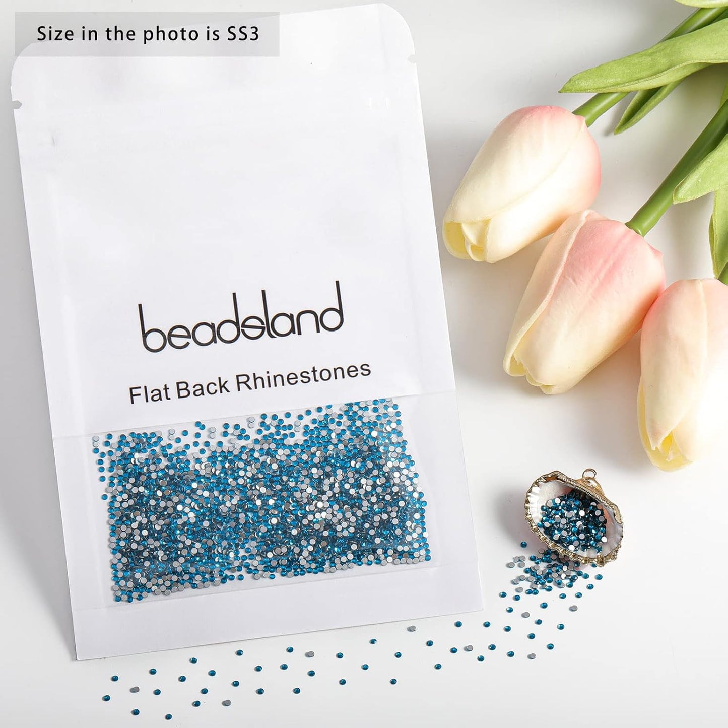 Beadsland 1440 Pieces Flat Back Crystal Rhinestones Round Gems,1.3mm-6.5mm,Indicolite,SS3,1.3-1.5mm