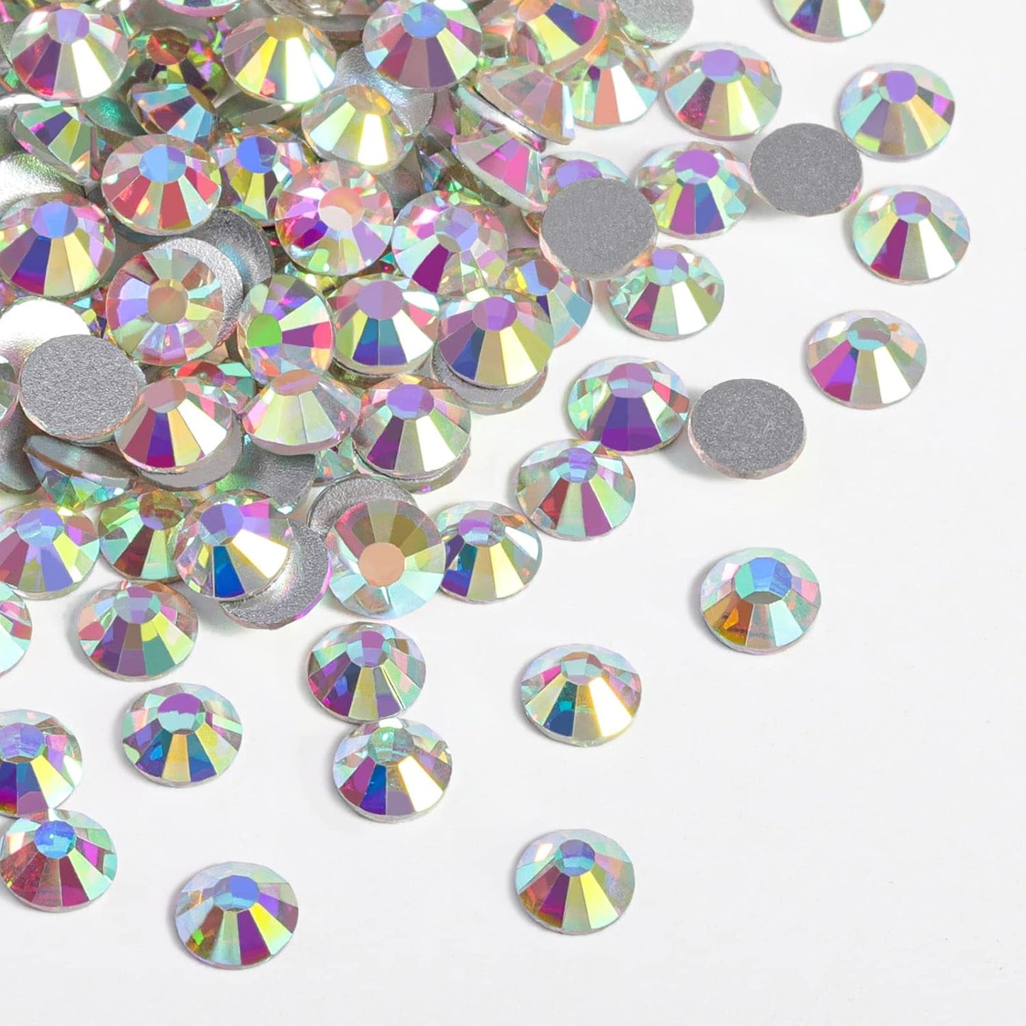 beadsland 144pcs Flat Back Crystal Rhinestones Round Gems for Nail Art and Craft Glue Fix,CrystalAB (SS40(8.4-8.7mm))