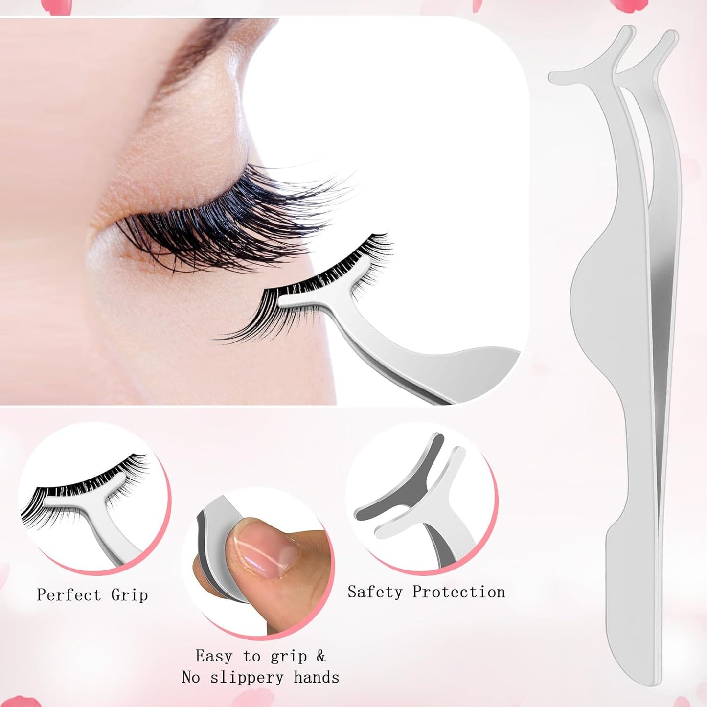 Eyelash Applicator Tool – 5-in-1 Lash Applicator Tool Set with Eyelash Extension Tweezers, Scissors, Brush – Professional Eye Lash Applicator Tools for DIY Eyelash Extensions, Cluster Lashes