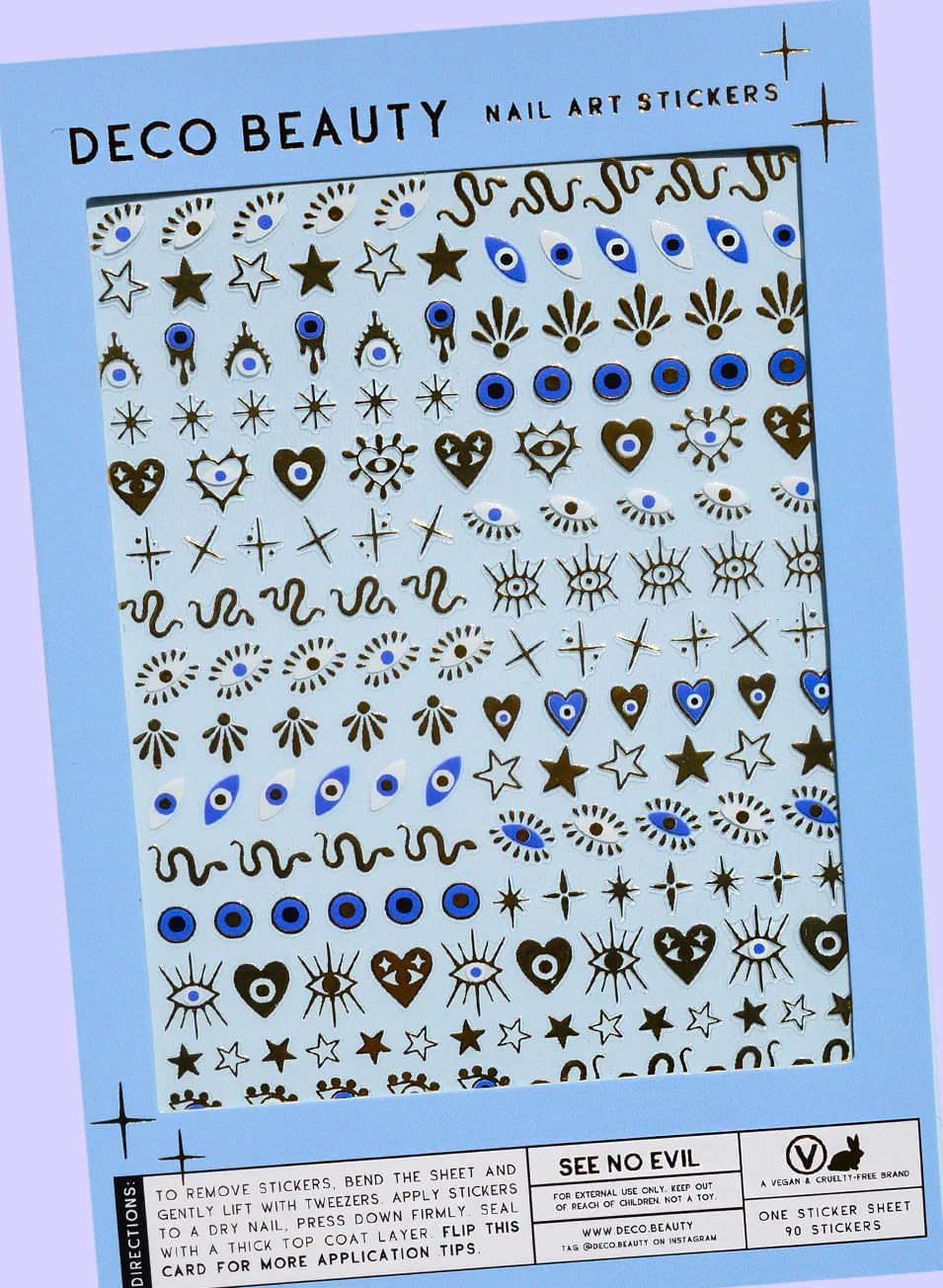 See No Evil Nail Stickers - Lightweight & Easy-to-Apply Nail Art with Trendy Designs - Durable & Long-Lasting Nail Stickers for Women, Ideal for DIY Manicures & Salon-Quality Nails
