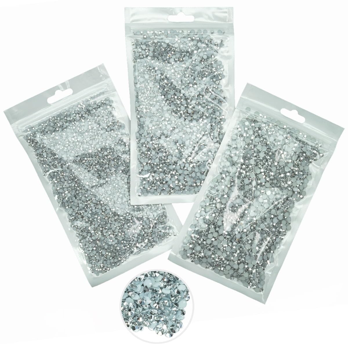 16000PCS Metallic Silver Resin Rhinestones for Crafting 3mm 4mm 5mm Flatback Stones No-Hotfix Mine Silver Diamonds Crystals Gems Charms for Nails Face Eyes Makeup Tumblers Bottles Crafts Clothes Shoes