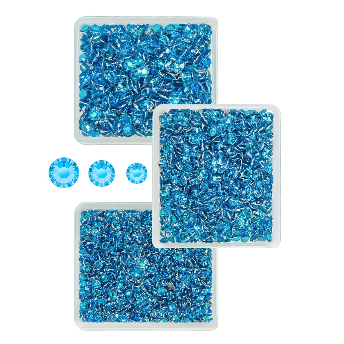 3 Boxes Classic Jean Blue Resin Crystal Rhinestones for Bedazzling Crafting 3mm 4mm 5mm Midblue‌ Flatback Stones Diamonds Crystals Gems for Face Eyes Makeup Tumblers Bottles DIY Crafts Clothes