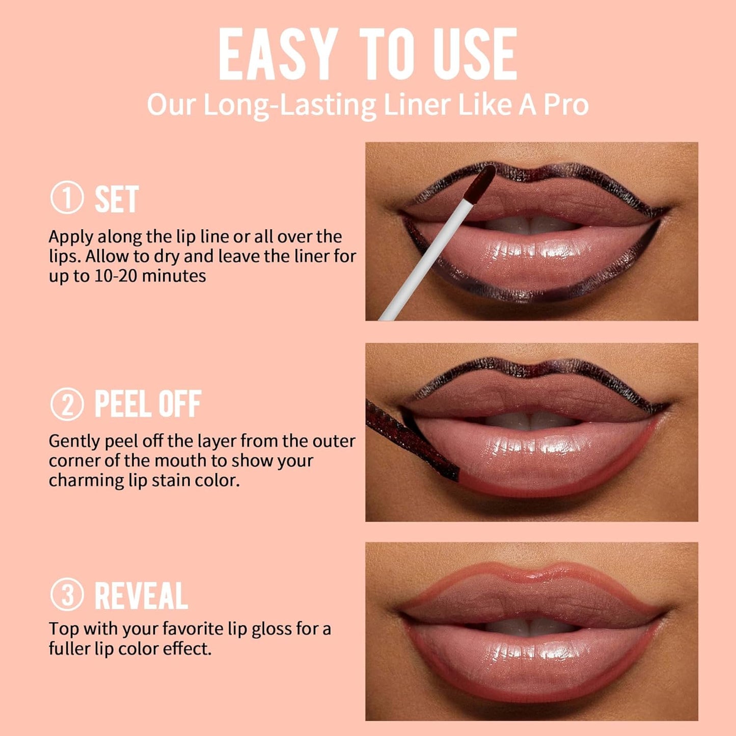 iMethod Lip Stain - Lip Liner Stain, Peel Off Lip Stain with Tweezer, Natural Long Lasting, Waterproof, Easy to Use, Stay On All Day, Cocoa
