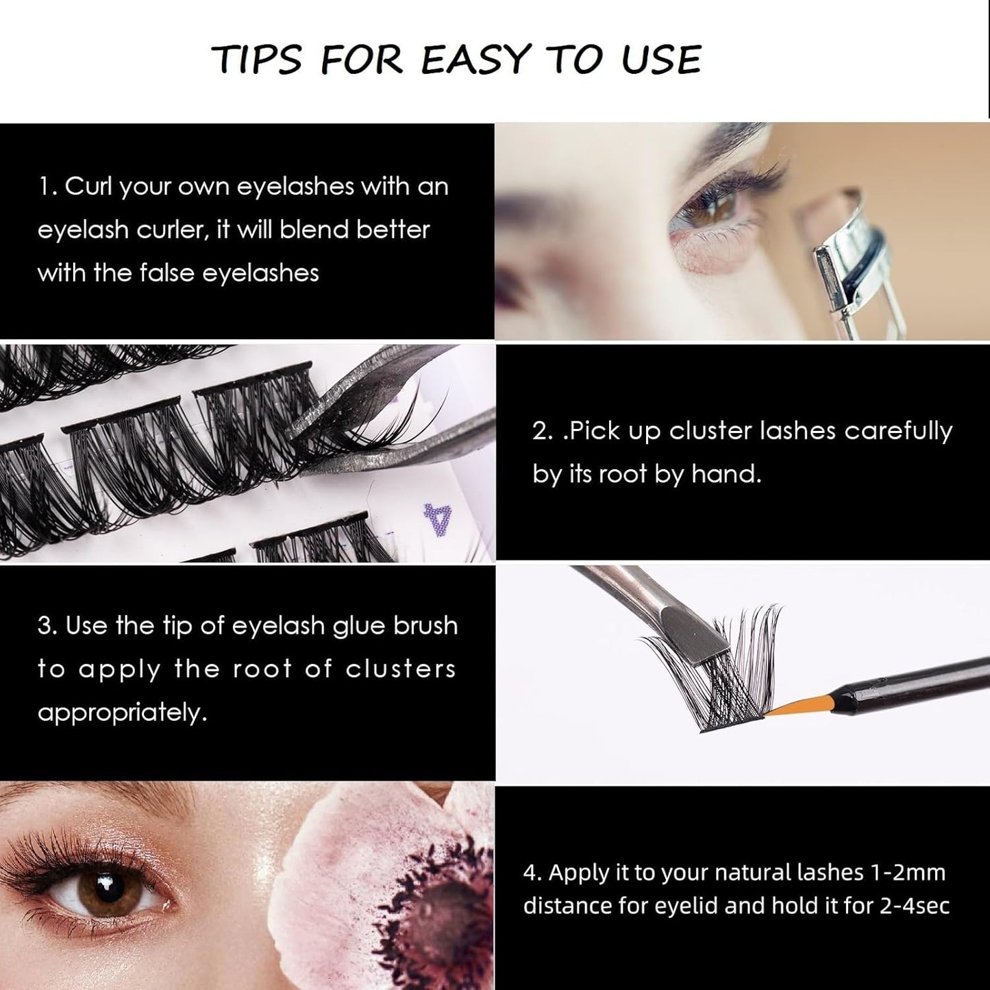 Lash Clusters 144 Pcs Individual Lashes Clusters Eyelash Extensions False Eyelashes DIY Lash Extension Reusable False Eyelashes Natural Look Mix 10-16mm C D Curl-DM17