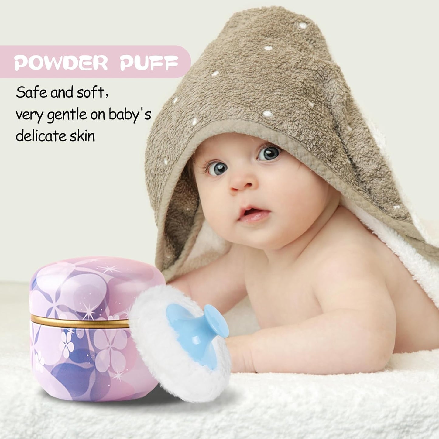 WEMEGA Body Powder Case with Powder Puff Powder Container Tea Box for Baby and Women Powder Puff and Powder Case for Travel (Flower Story1)