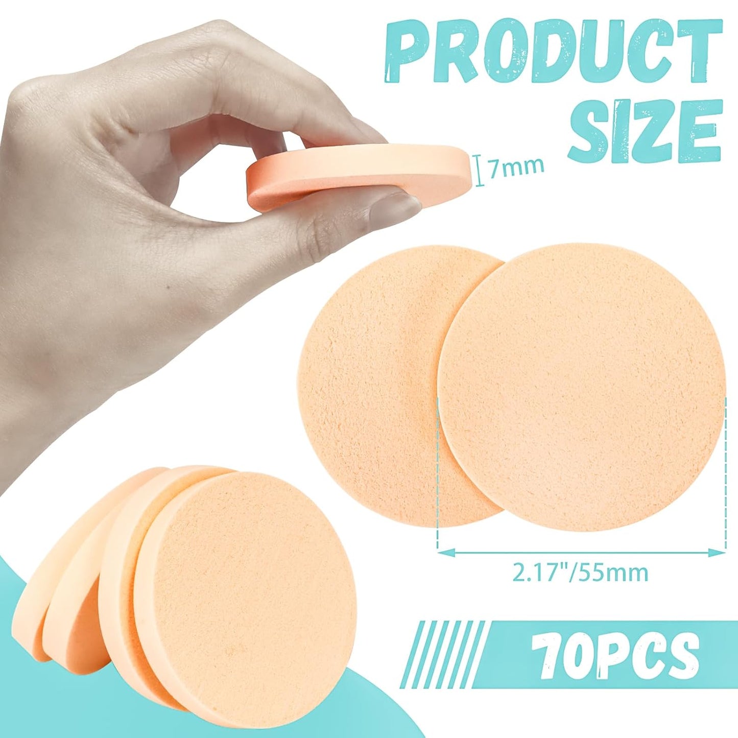MotBach 100 PCS Nude Round Makeup Sponge, Cosmetic Sponge Round Foam Pad Eye Facial Powder Puff, Beauty Makeup Foundation Powder Blender for Women Lady All Skin Types Wet and Dry Dual Use
