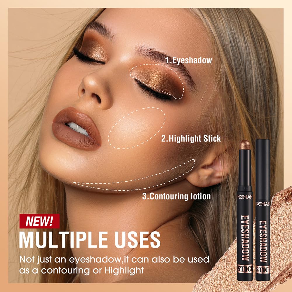 Jolilab Eyeshadow Stick Set, 8 Colors Matte Professional Bright-Colored Contouring and Highlight Stick, Cream Waterproof Long Lasting High Pigmented Eye Shadow. (8, A1)