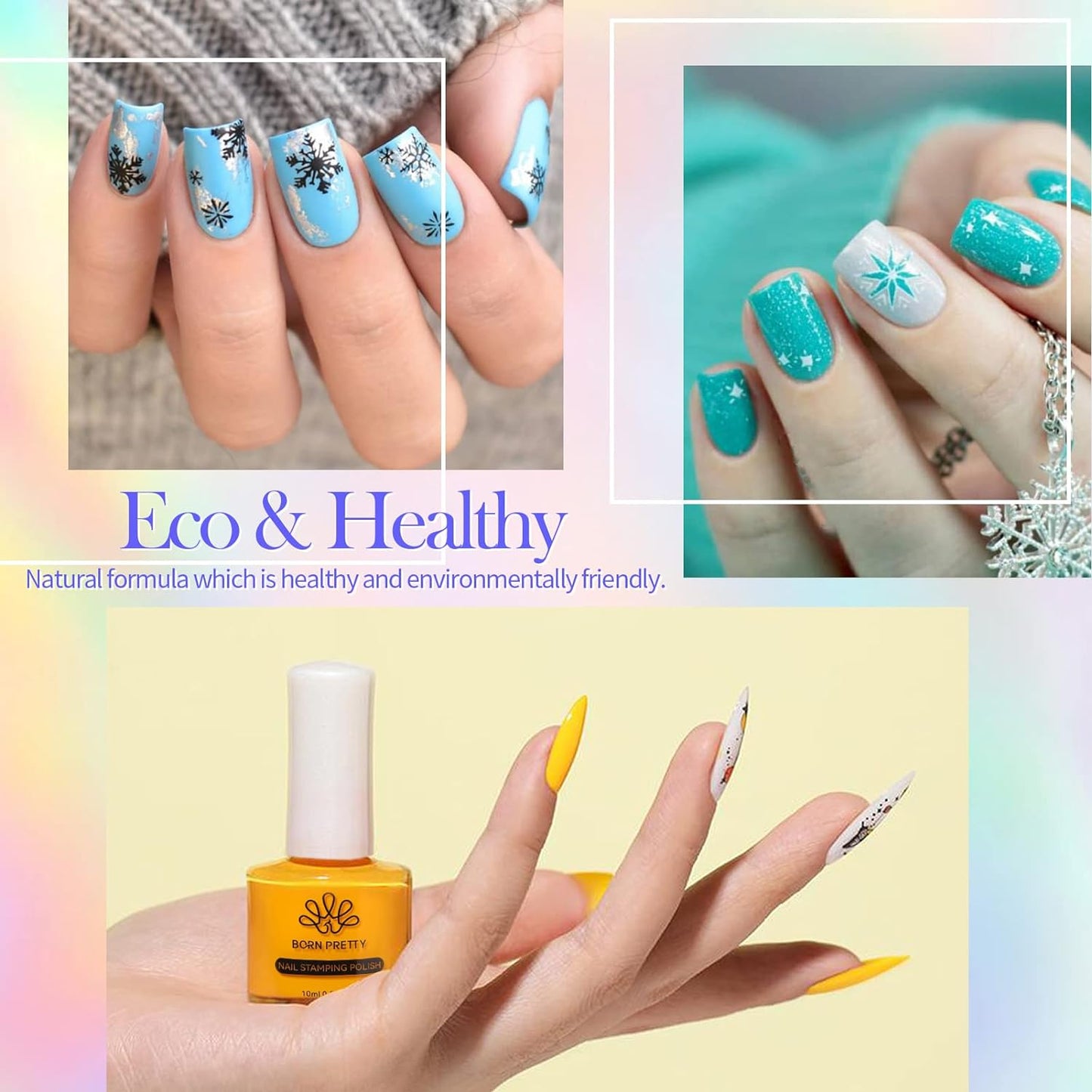 Born Pretty Nail Stamping Polish, Fingernail Stamp Polish Set Manicure Print Nail Polish for Plates 12 Colors Bulk Gift Collection 10ml 0.34fl oz Ideal Gifts
