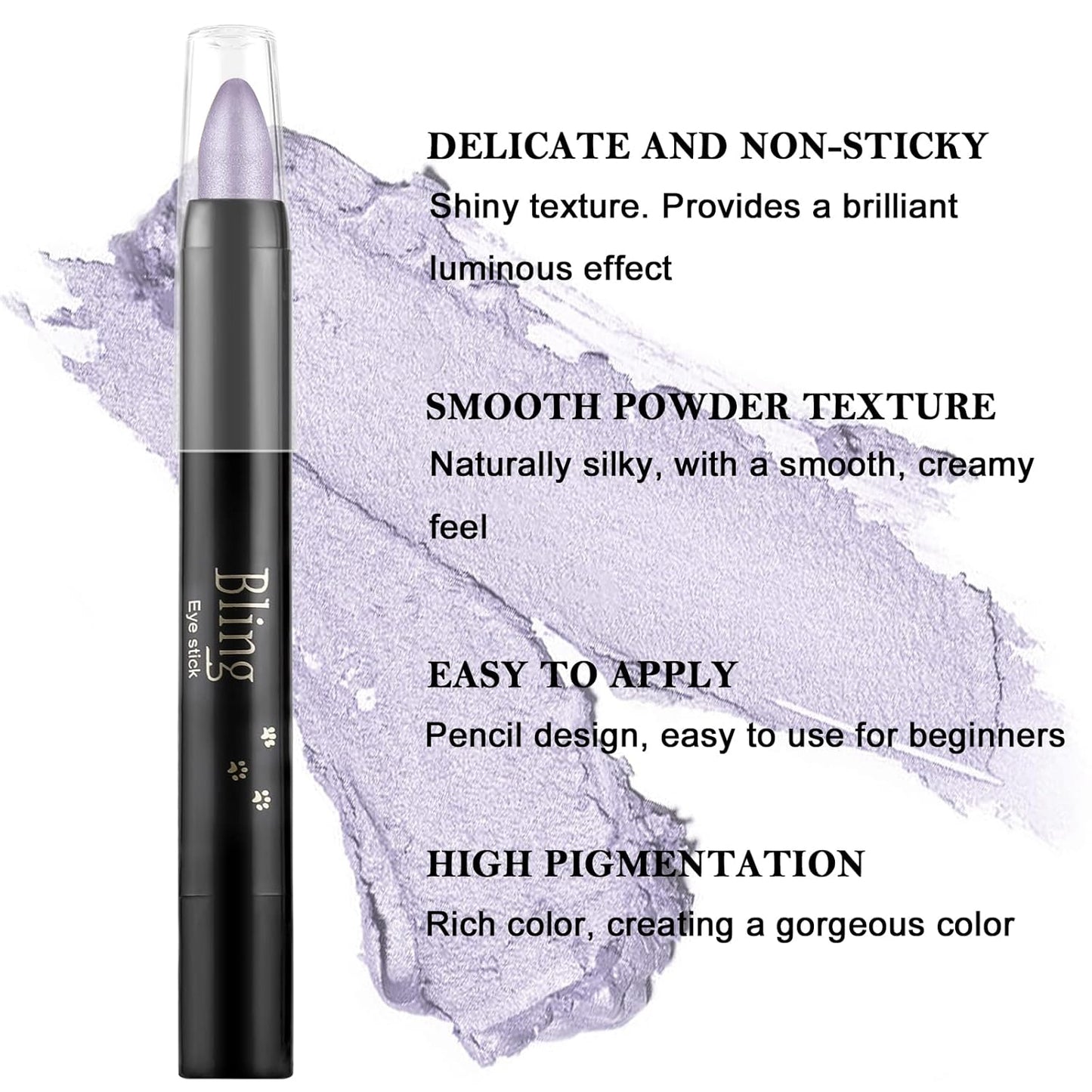 Boobeen Waterproof Eyeshadow Stick - Shimmer Cream Eyeshadow Pencil Create Glitter Eye Makeup, Easy to Use (08#)