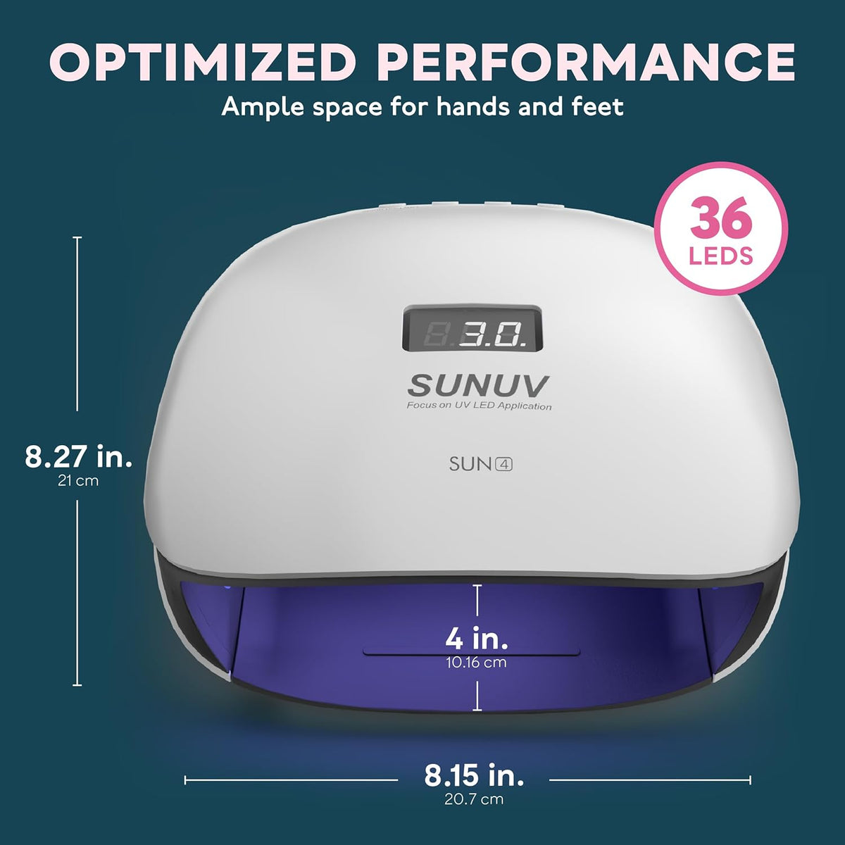 SUNUV UV LED Nail Lamp, UV Light for Nails Compatible with All Gel Polish, 36 LEDs with 4 Timer Settings, LCD Display for Home Salon SUN4 Black