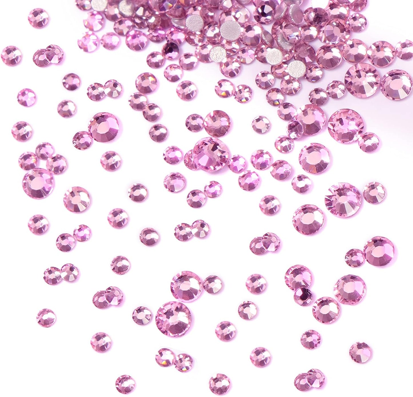 3456pcs Flatback Rhinestones Glass Charms Diamantes Gems Stones for Nail Art 6 Size ss4~ss12 Pink