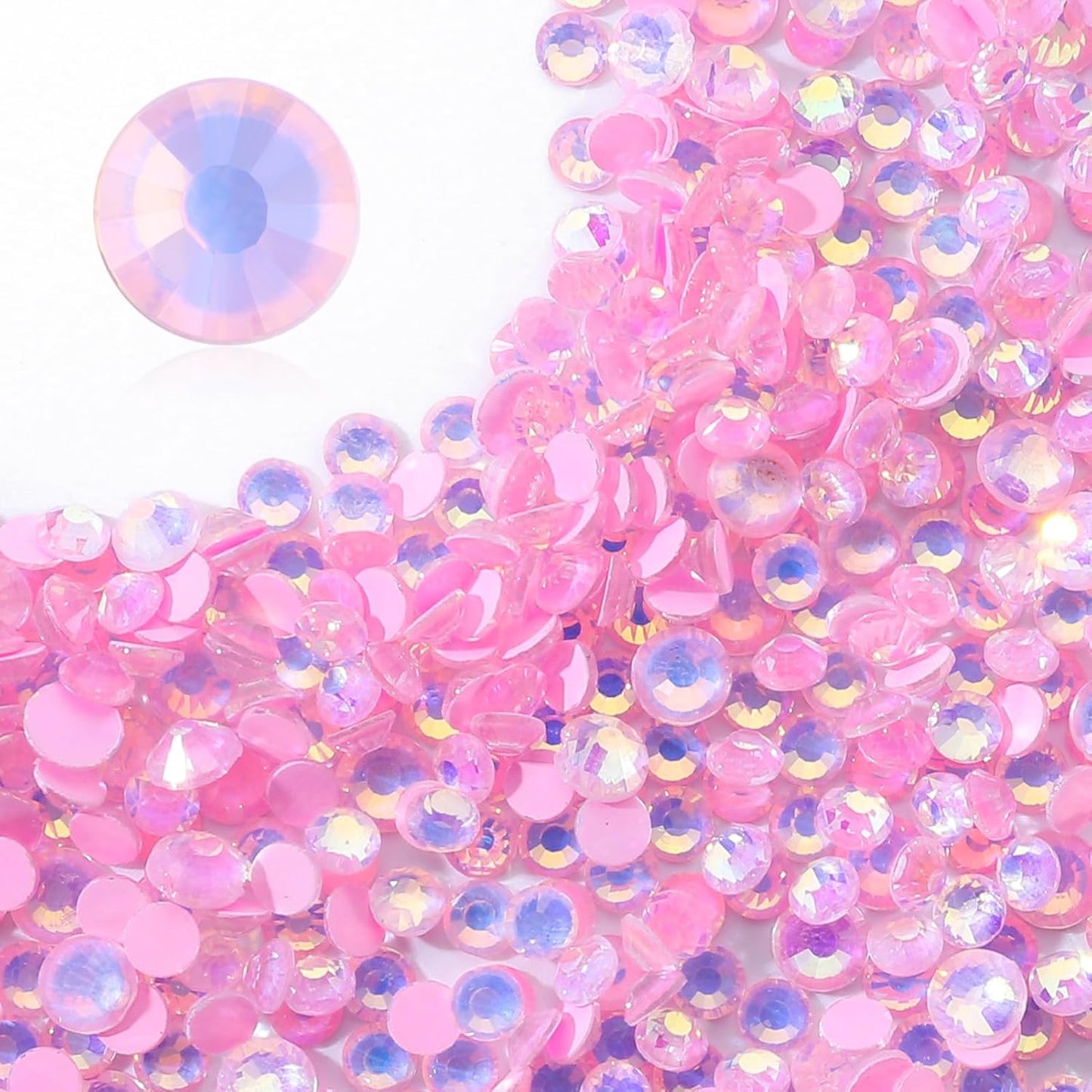 F Pink Flatback Rhinestones, Glass Rhinestones for Nail Art and Craft, Glue Fix, Loose Crystal Gemstones(F Pink, SS8, 1440pcs, 2.3-2.5mm)