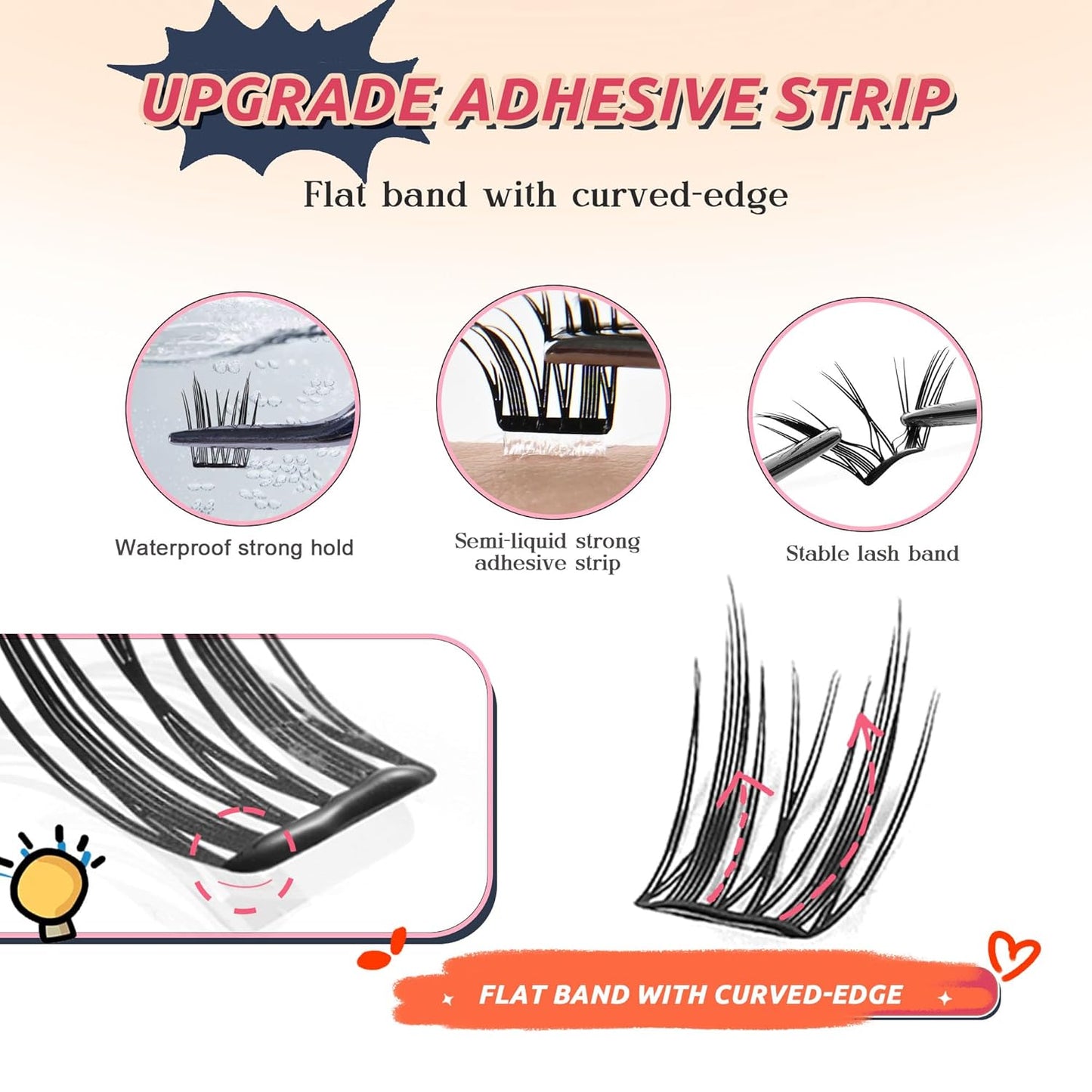 GAQQI Self Adhesive Lash Clusters, Pre Glued Eyelashes 10-14mm Wispy Cluster Lashes, Press On No Glue False Eyelashes, Strong Adhesive & Reusable Glueless（PG4）