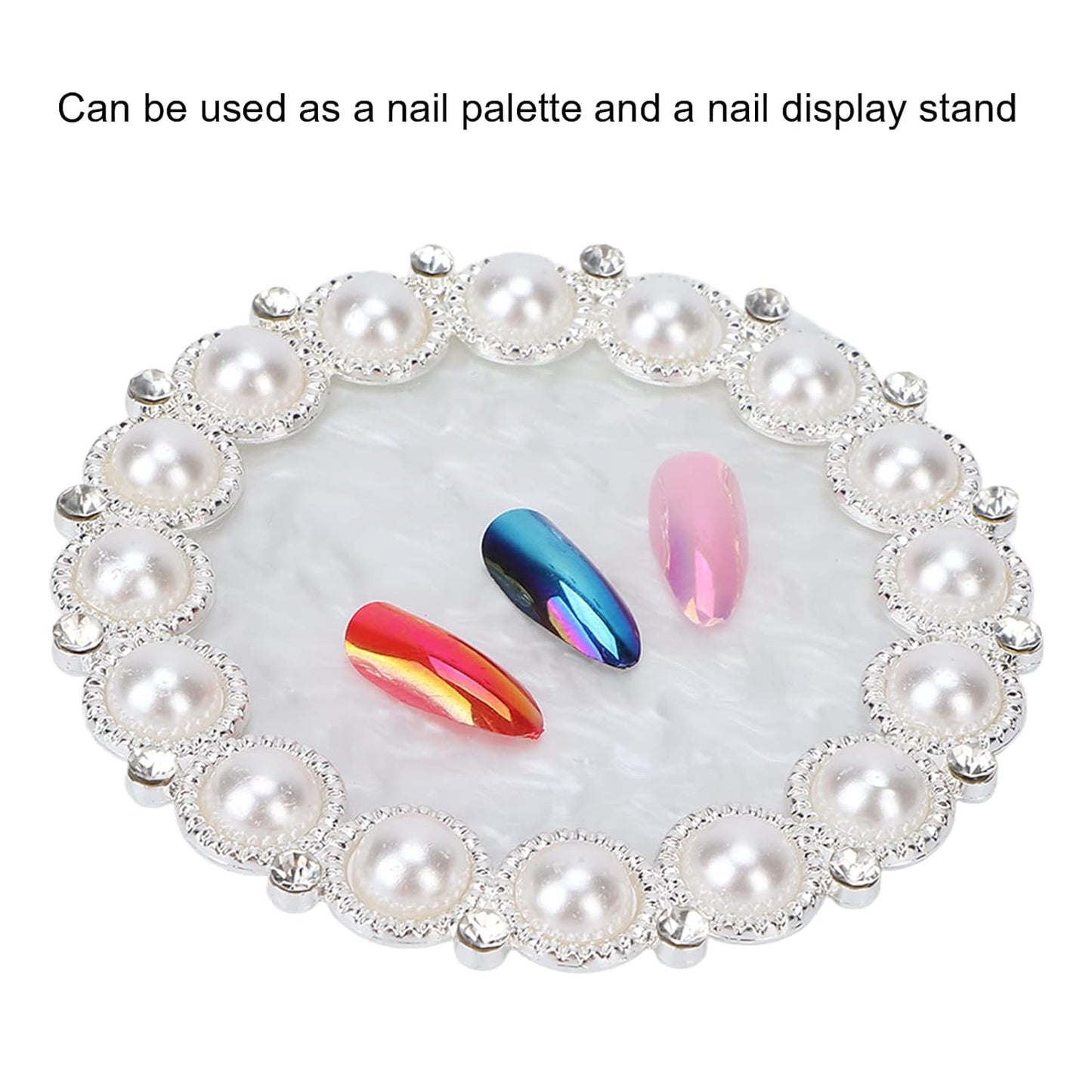 Polish Mix Palette, Resin Nail Art Display Board Cosmetic Nail Mixing Palette Color Mixing Nail Art Tips Display Plate(Silver)