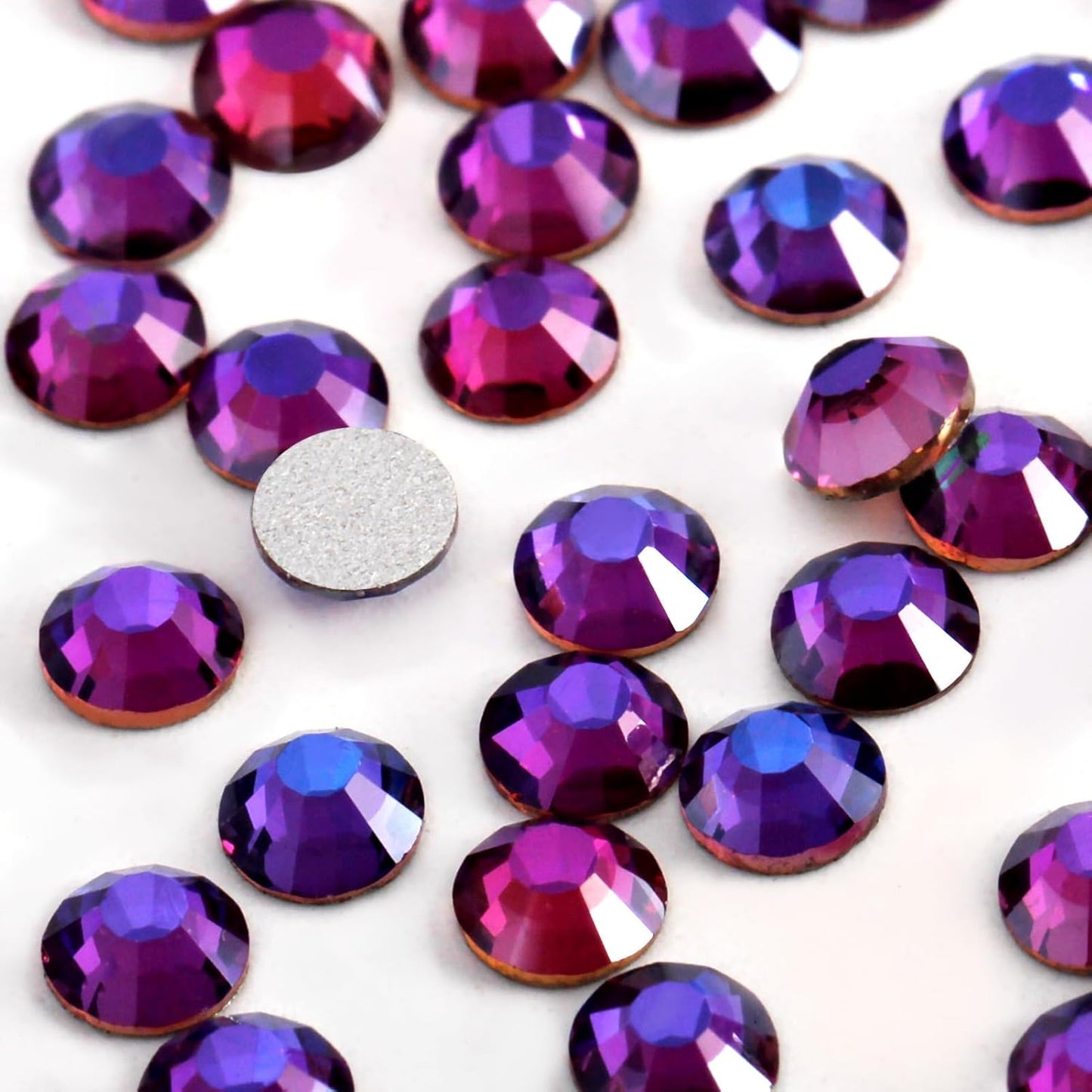 3000 PCS SS10 Flatback Rhinestones,12-Facet Diamond-Cut Glass Gems for Nail Art,Clothing,DIY Crafts,Glue-On Decoration Stones with Silver Backing,Purple Velvet