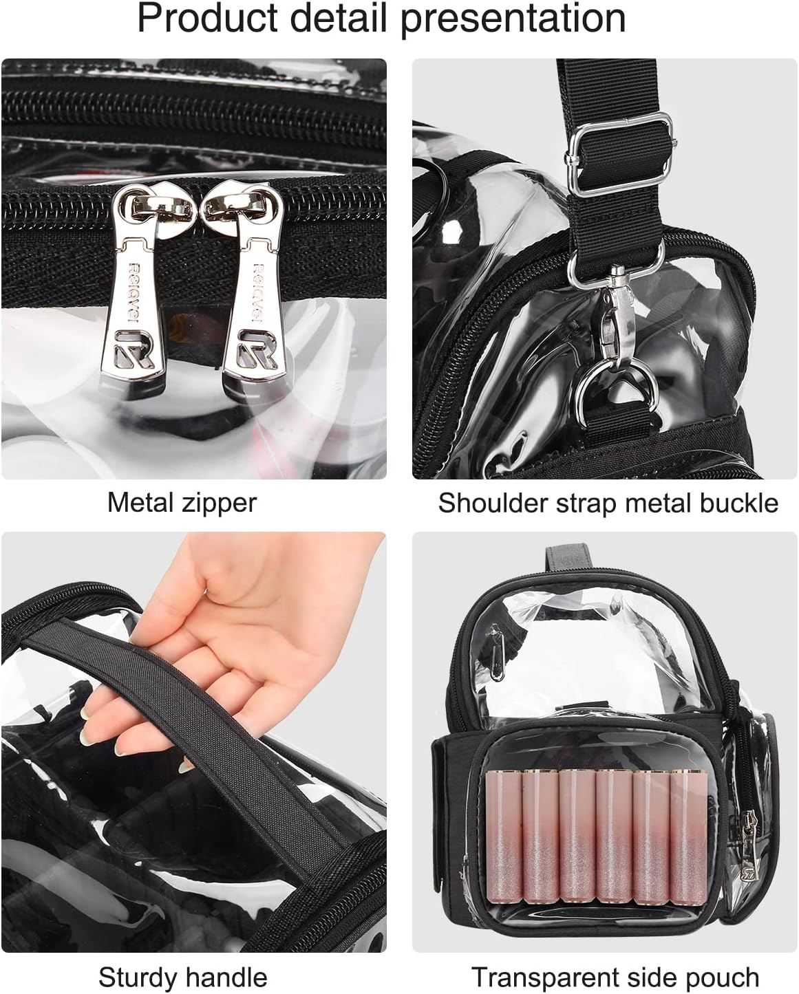 Makeup Brush Travel Case Clear Waterproof Organizer Bag with Adjustable Dividers Large Capacity Cosmetic Storage
