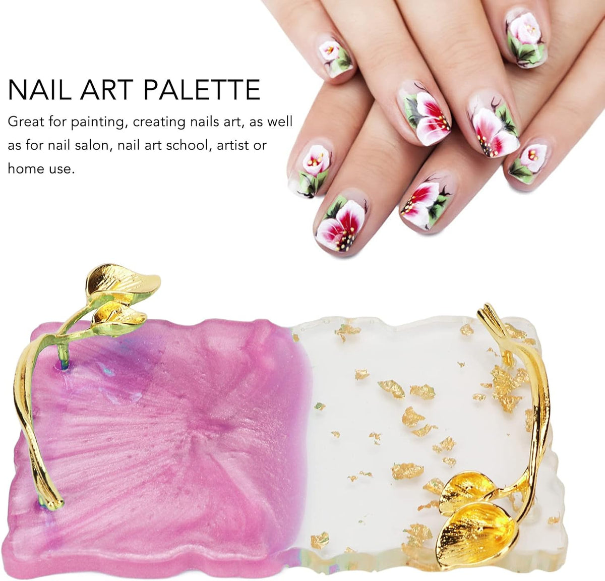 Resin Nail Palette Nail Palette Nail Art Makeup Display Board Manicure Stand Manicure Palette Nail Art Color Manicure Nails DIY Tool (Pink)