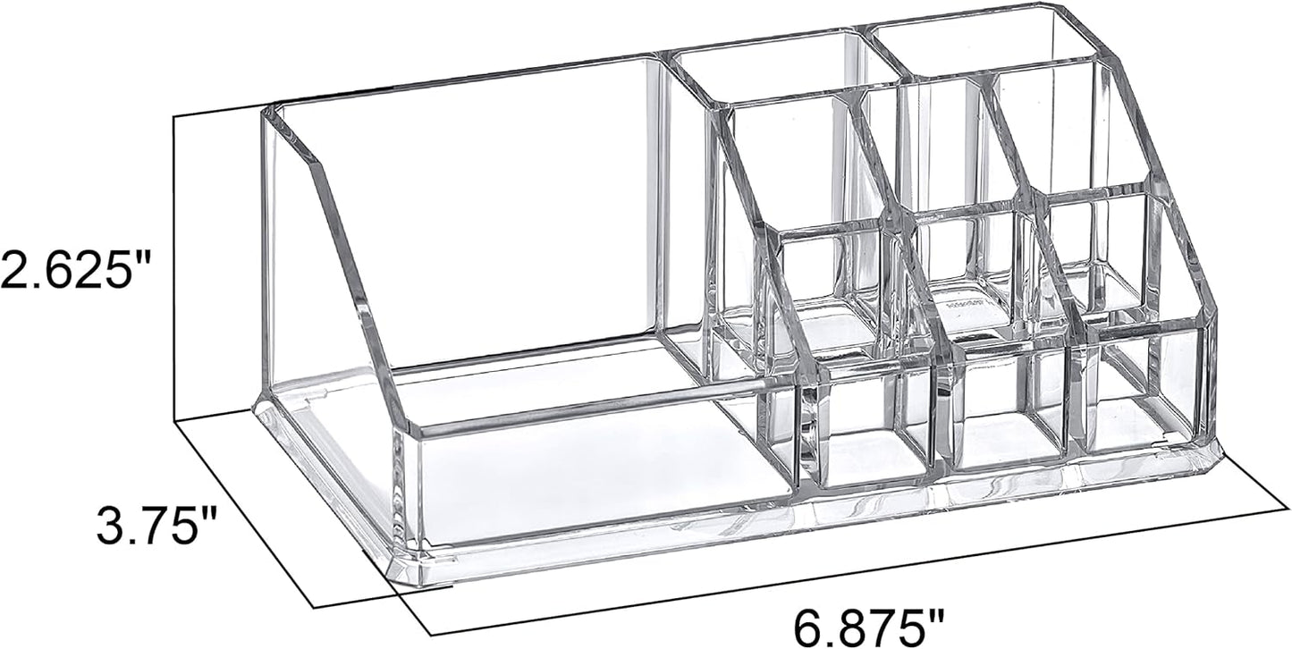 Clear Acrylic Makeup Organizer 2-Pack Multi-Compartment Vanity Storage